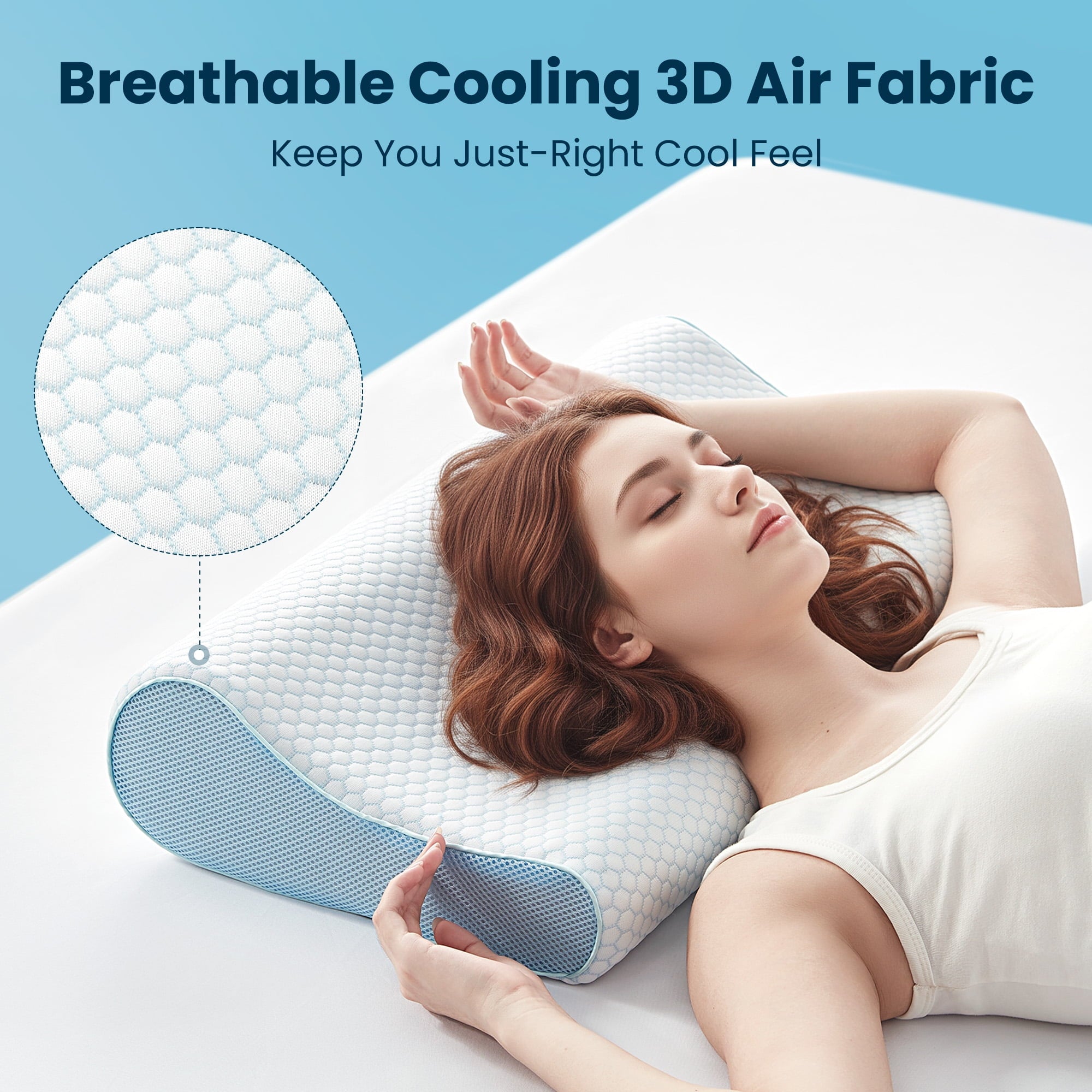 Orthopedic Support Standard Cooling Memory Foam Pillow, Ergonomic Adjustable Orthopedic Contour Bed Pillows Neck Support for Side Back S... - Hotel Quality Plush Sleeping Pillows Detail
