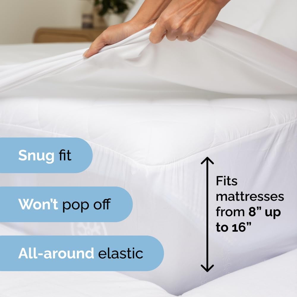 Cooling Sateen 4-Piece Ultra Soft & Comfy Hotel Luxury Sheet Set - Full Size Cooling Bed Sheet Fits 8"-16" Mattresses, White - Luxury Bed Sheet Set with Deep Pockets Detail
