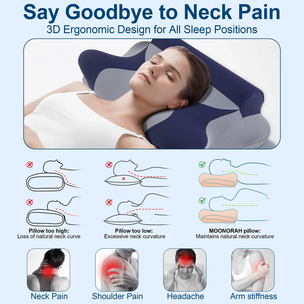 Hotel Collection Cooling Bed Pillow for Neck & Shoulder Pain Relief, Cervical Support Comfort Pillow for Side Back Stomach Sleeper, Er... - Decorative Throw Pillow Cushion for Sofa & Bed Detail