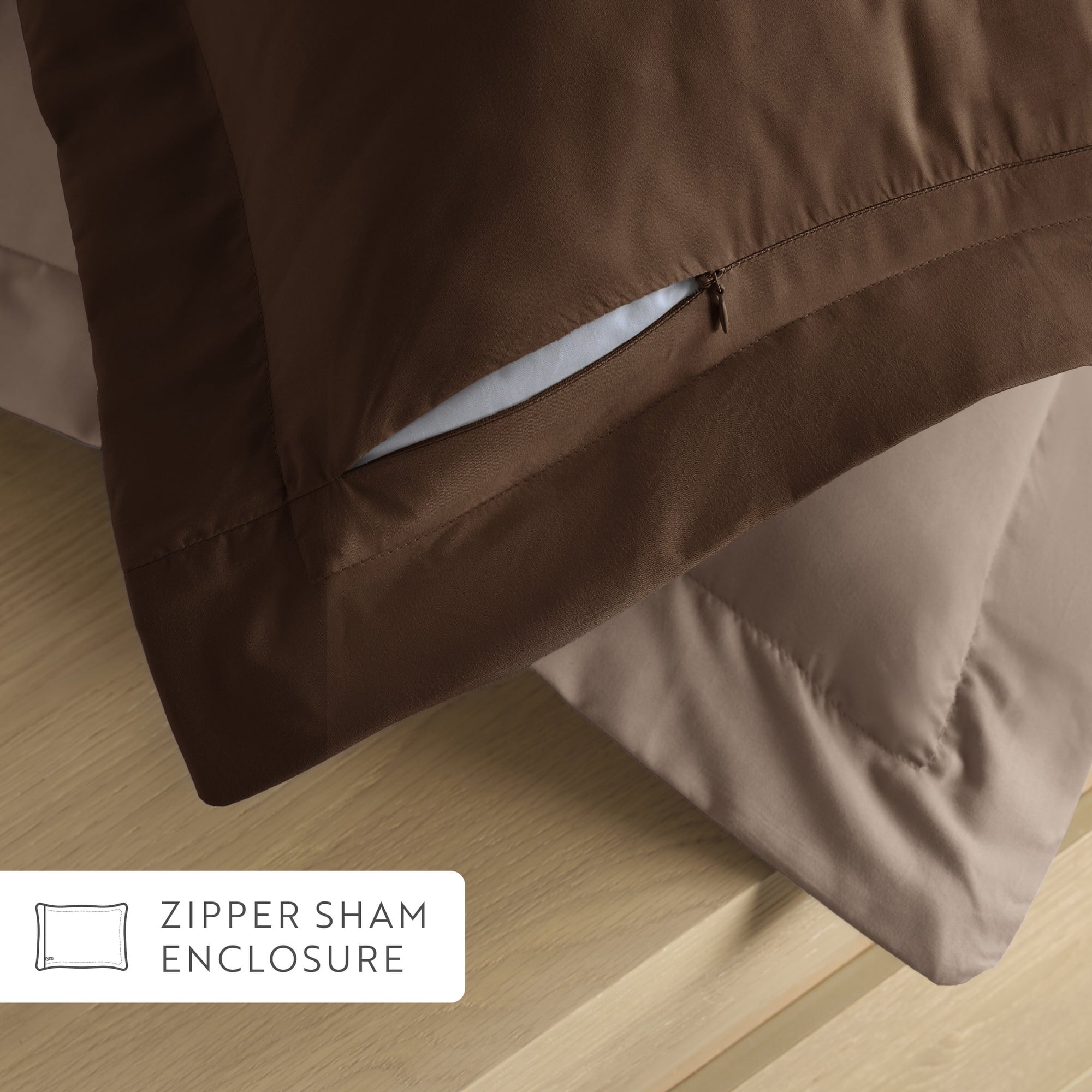 All-Season All Season Reversible Comforter Set Breathable Cool in Taupe & Chocolate Brown Full/Queen Size Bedding - Cloud-Like Soft Lightweight Bed Comforter Detail