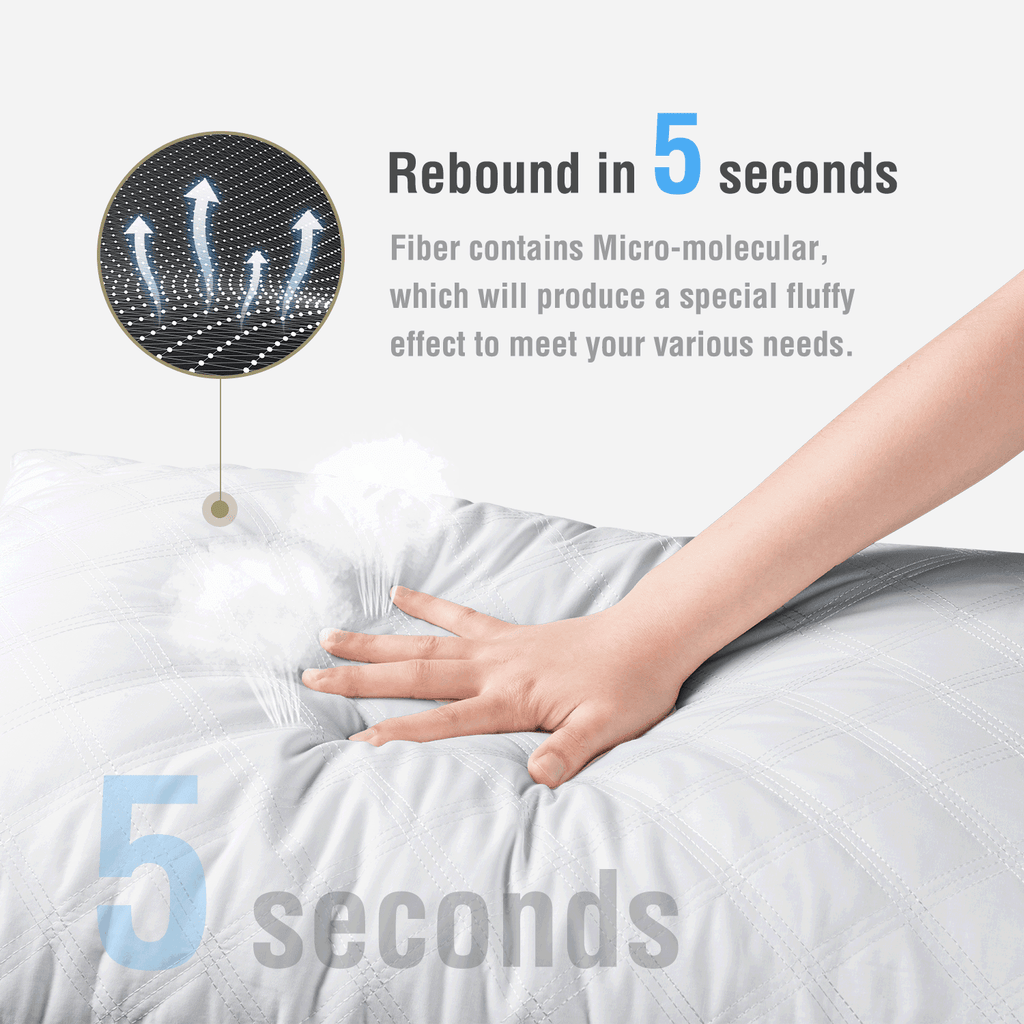 Fluffy Shredded Bed Pillows Queen Size Set of 2 Pillows for Bed 2 Pack Cooling Hotel Collection Down Alternative Pillows 20 x 30 inches - Decorative Throw Pillow Cushion for Sofa & Bed Detail