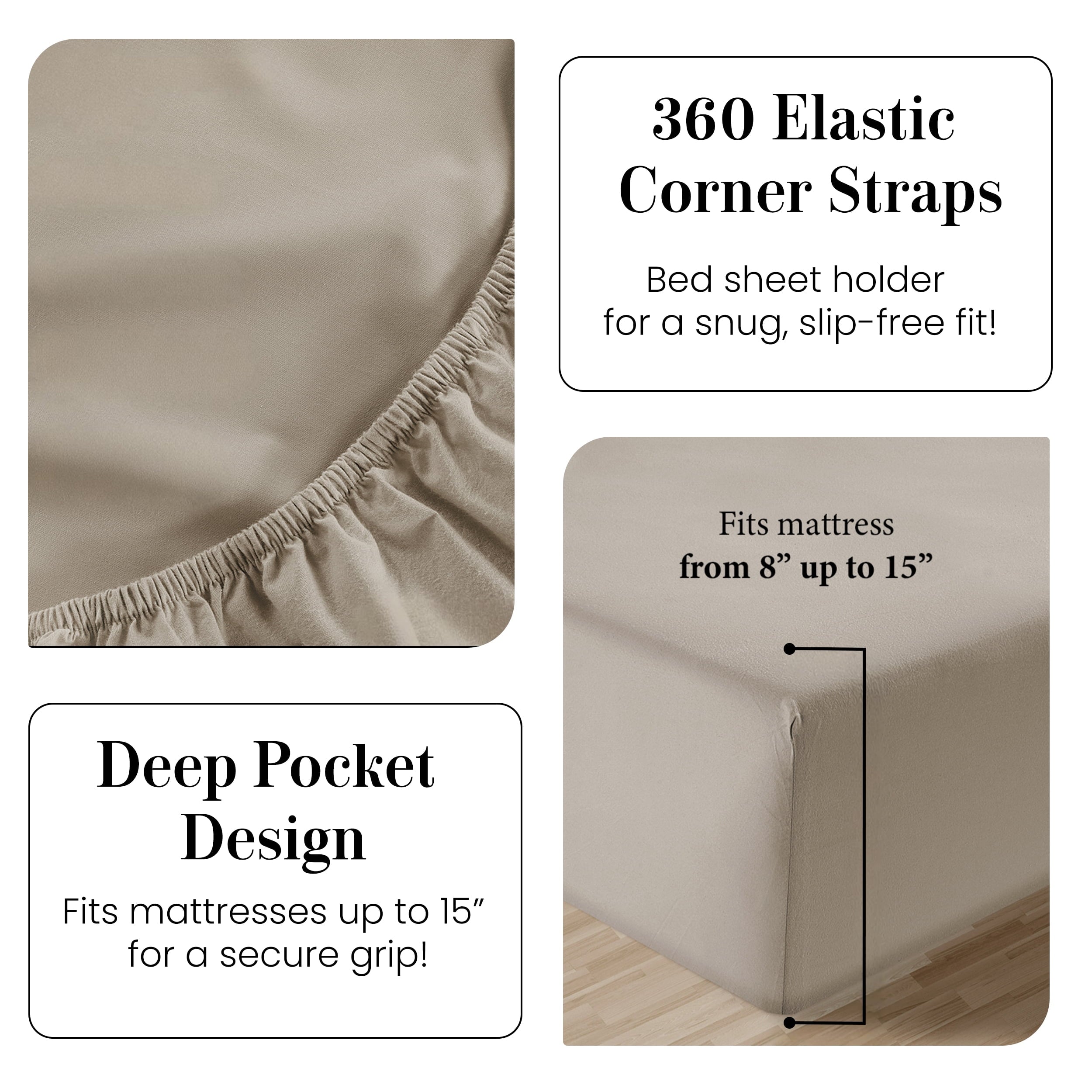 Premium Egyptian Cotton 100% Cotton Sheets Set – 4 Piece Cal King Bed Sheet, Soft & Comfy All Season Breathable Percale Weave, 15” Snug Fit D... - Premium Ultra-Soft Pillowcase Pair for Sleeping Detail