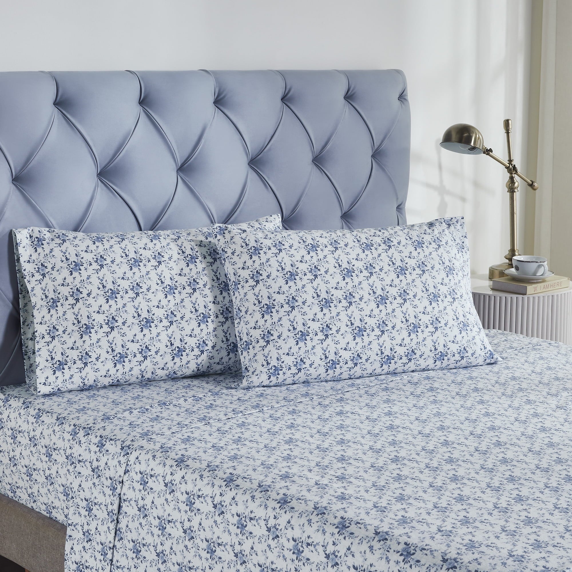 Breathable Luxury 3-Piece Brittany Printed Cotton Flannel Adult Bed Sheet Set, Twin - Cooling Hotel Quality Bedding Sheets and Pillowcases Detail