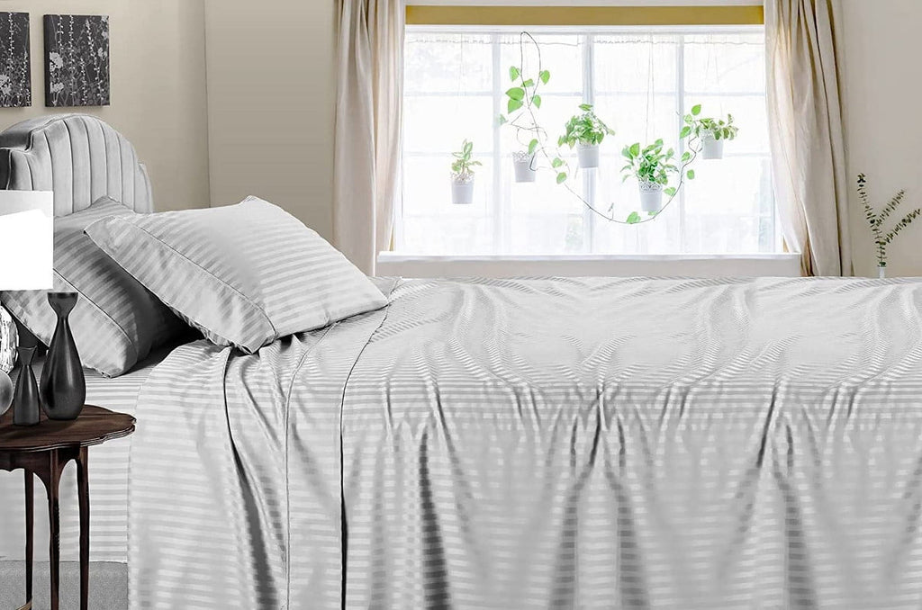 Ultra-Soft 4 Piece 100% Egyptian Cotton Bed Sheets Set - Luxury Soft & Sheets - Deep Pocket of 16" Inch - Hotel Style Silky Bedd... - Breathable Egyptian Cotton Flat & Fitted Sheets Detail