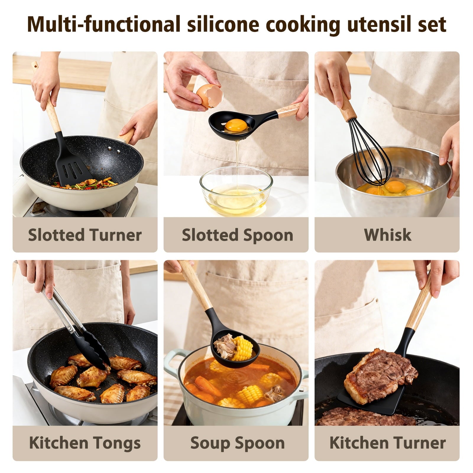 High-Precision Silicone Cooking Utensils Set, Heat Resistant Kitchen Cooking Utensils Set, 12 PCS Handle Silicone Kitchen Gadgets Ut... - Professional Kitchen Tool for Culinary Enthusiasts Detail