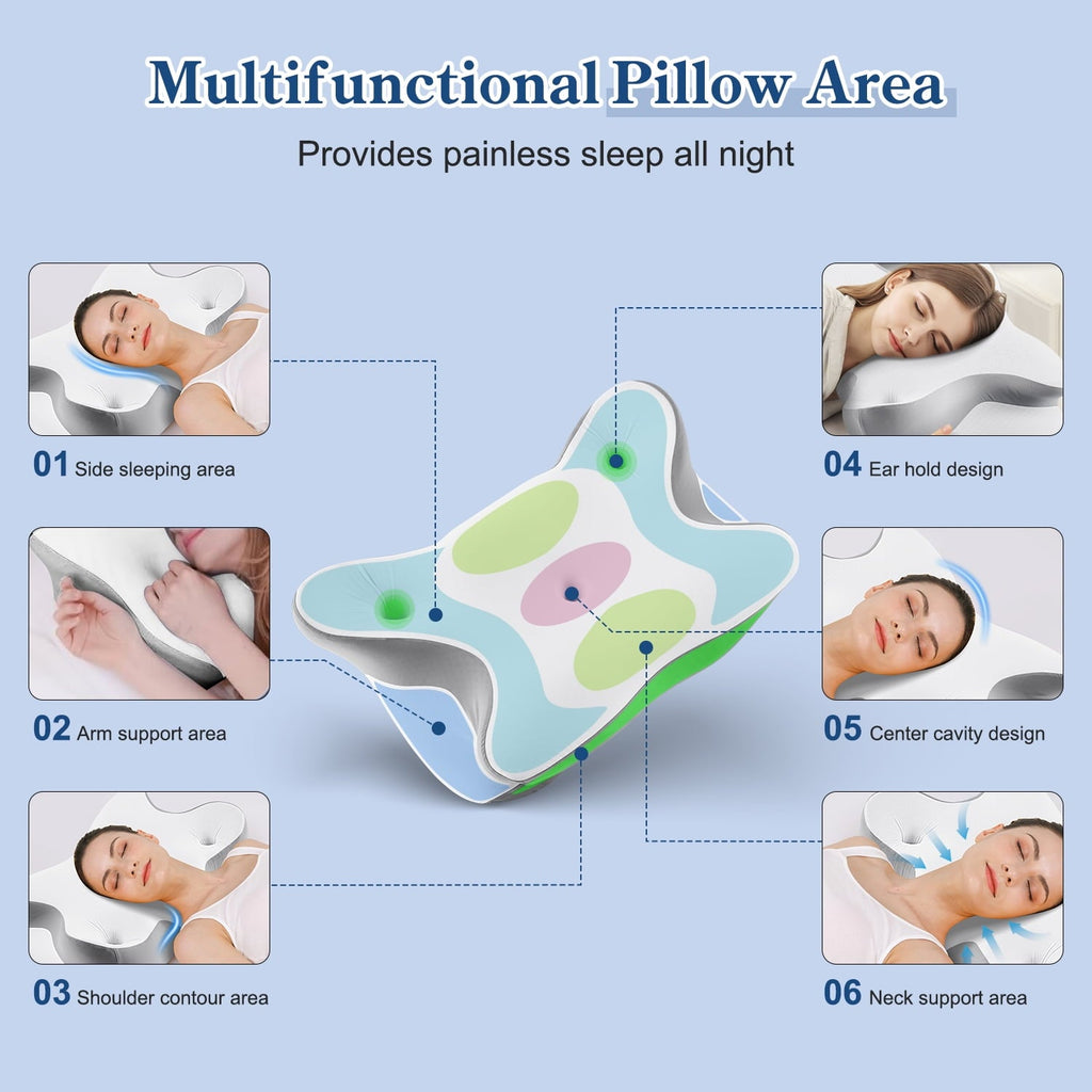 Orthopedic Support Cervical Pillow for Neck and Shoulder, Ergonomic Side Sleeper Pillow for Neck Support, Contour Memory Foam Pillows fo... - Ergonomic Memory Foam Pillow for Neck Pain Support Detail