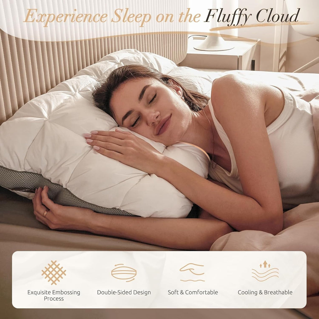 Hotel Collection Hotel Cervical Pillow for Sleeping – Ergonomic Contour Neck Support Bed Pillow, Fluffy and Supportive for Side, Back ... - Decorative Throw Pillow Cushion for Sofa & Bed Detail