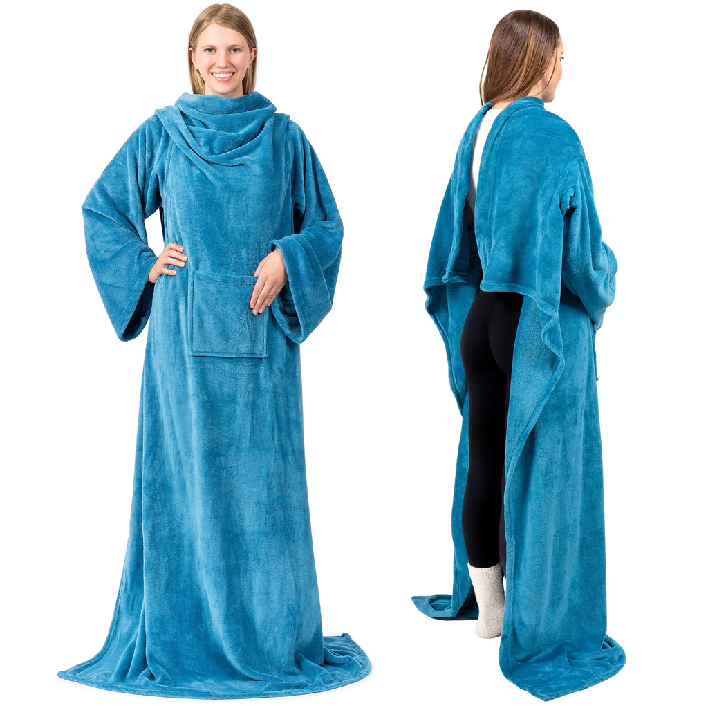 Cozy Fleece Wearable Blanket with Sleeves for Adult Women Men, Cozy Fleece Warm Wrap Throw Blanket with Arms, Pocket, Gifts for C... - Lightweight Plush Warm Blanket for All Seasons Detail
