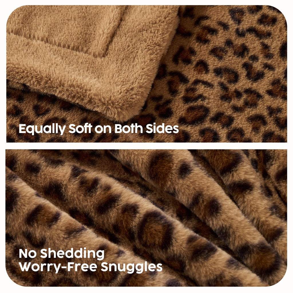 Lightweight Warm Leopard Print Throw Blanket Soft Cozy Fluffy Plush Cheetah Print Blanket for Home Decor,50"x60",Brown - Cozy Fleece Throw Blanket for Couch & Bed Detail