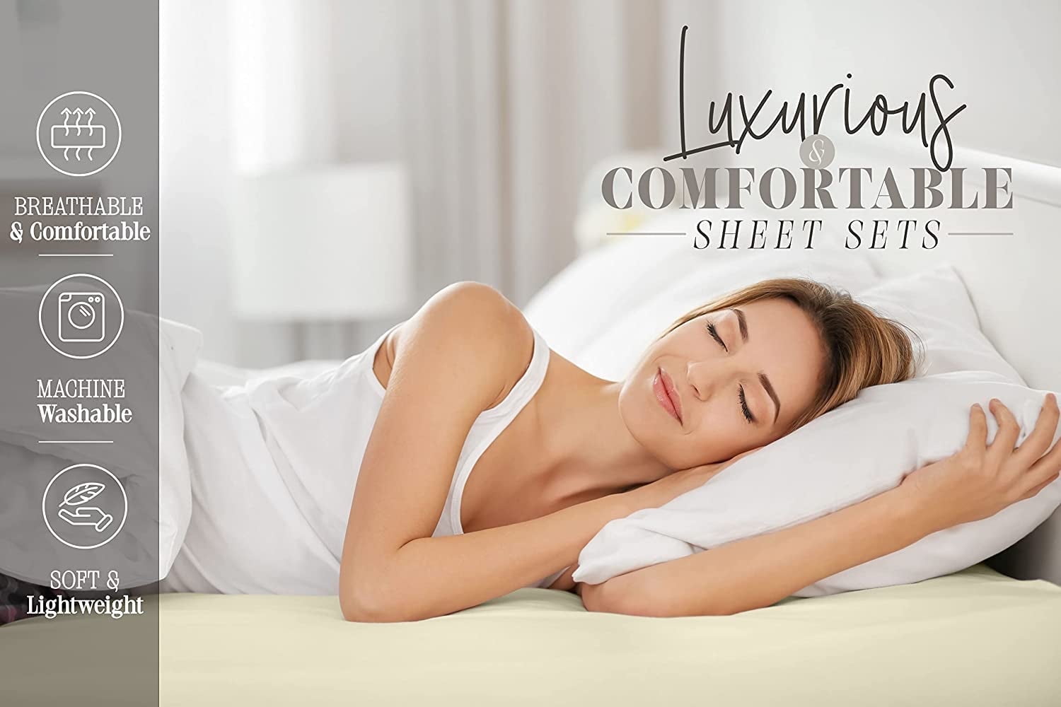 Wrinkle-Resistant Super Soft 1500 Premier Hotel Collection Sheet set, Queen, Gold - Cooling Hotel Quality Bedding Sheets and Pillowcases Detail