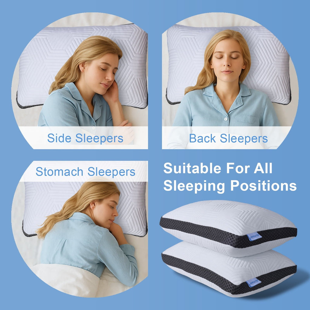 Orthopedic Support Soft Bed Pillow, Shredded Memory Foam Pillow, Comfortable Sleeping Pillow, Standard Size, Affordable Everyday Use - Decorative Throw Pillow Cushion for Sofa & Bed Detail