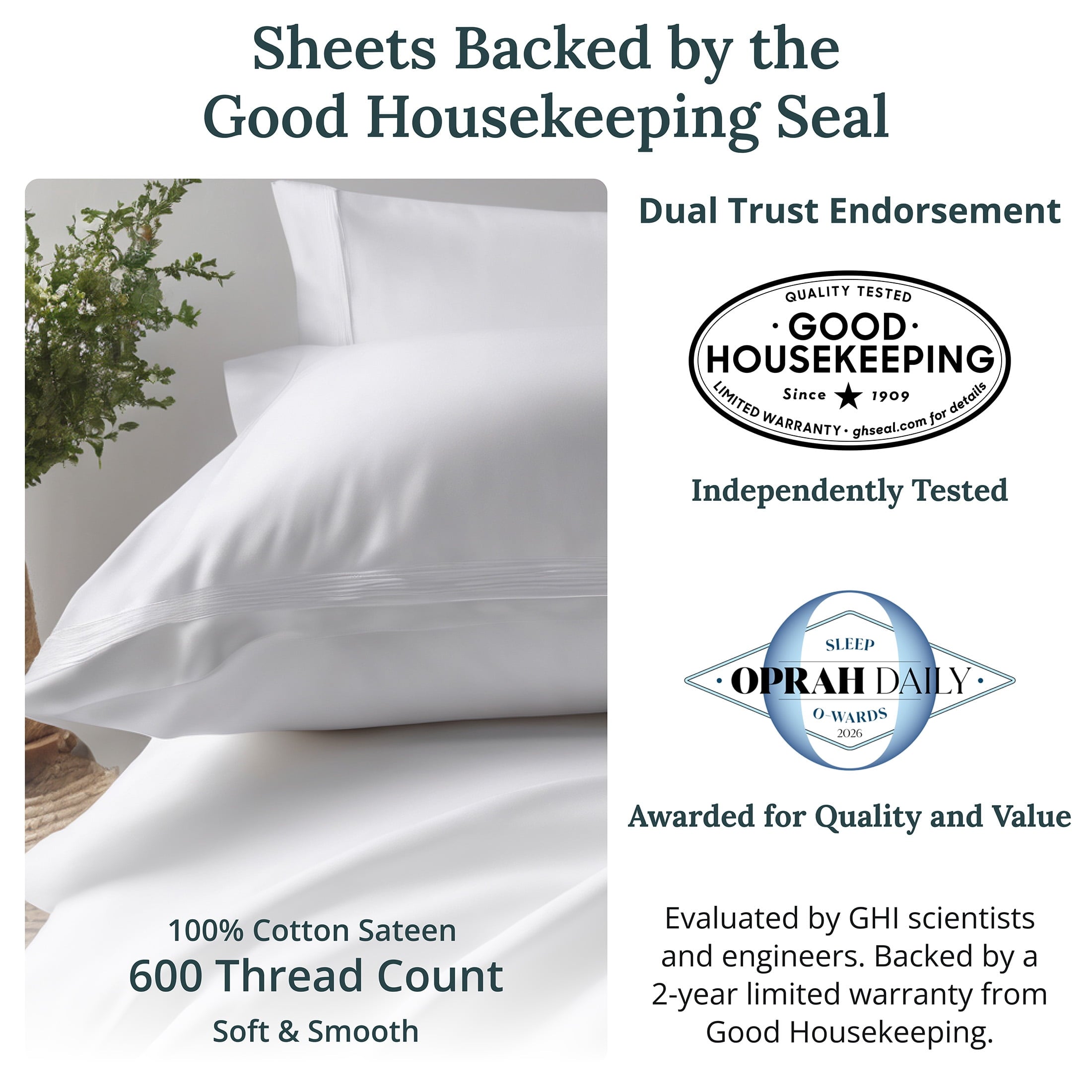 Ultra-Soft 100% Cotton Queen Sheets Set - 600 Thread Count 100% Cotton Sheets Queen, Sateen Deep Pocket Adult/Teen 4 Piece Bed Sh - Cooling Hotel Quality Bedding Sheets and Pillowcases Detail