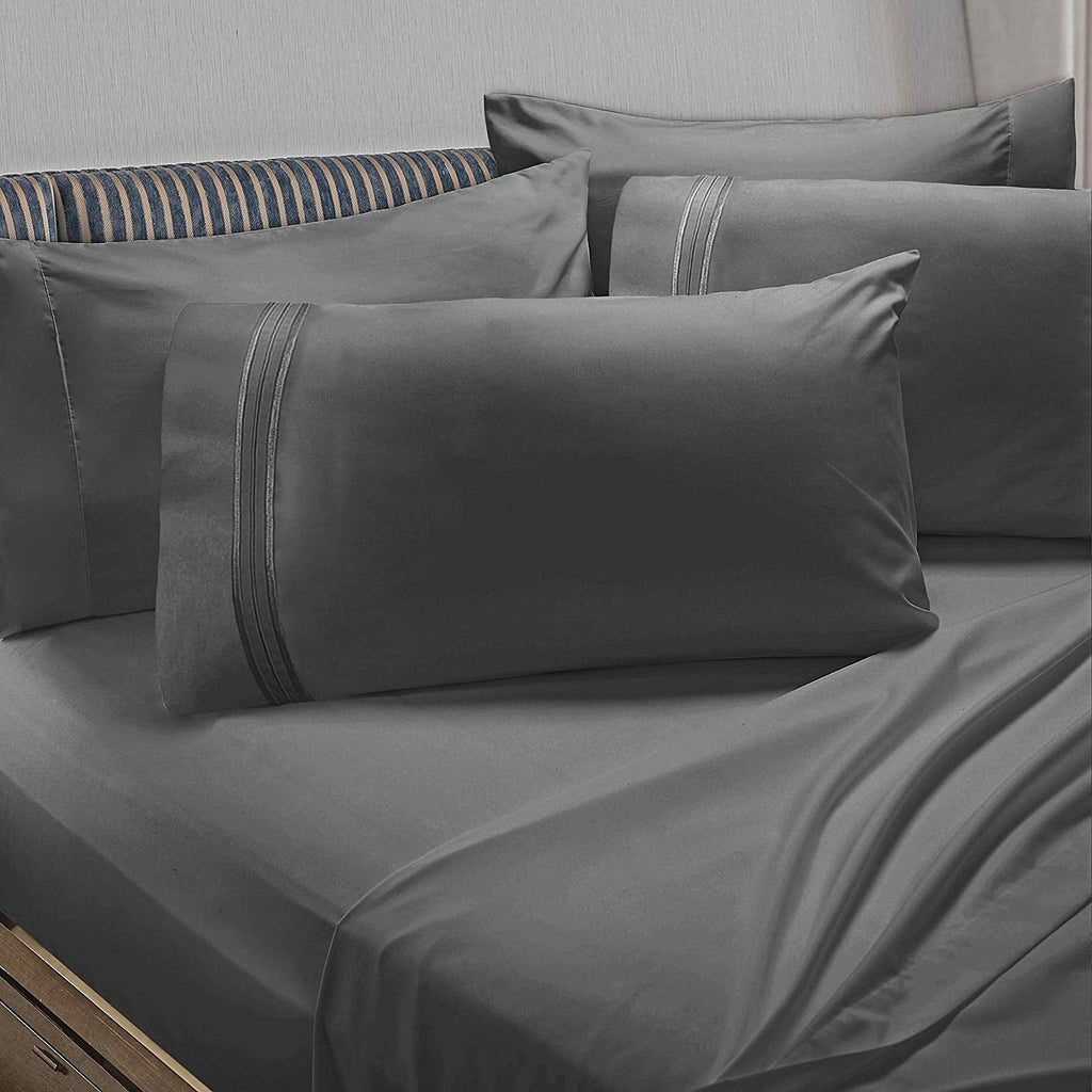 Premium Egyptian Cotton 6 Piece 1800 Collection Bed Sheet Set with Extra Pillowcases, Deep Pockets Fitted Sheet, 100% Soft Microfiber, Hypoal... - Luxury Bed Sheet Set with Deep Pockets - Default Title