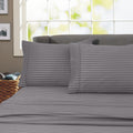 Ultra-Soft 600 100% Cotton Wrinkle Free Striped Sheet Set (Twin, Gray) - Premium Ultra-Soft Pillowcase Pair for Sleeping - Default Title