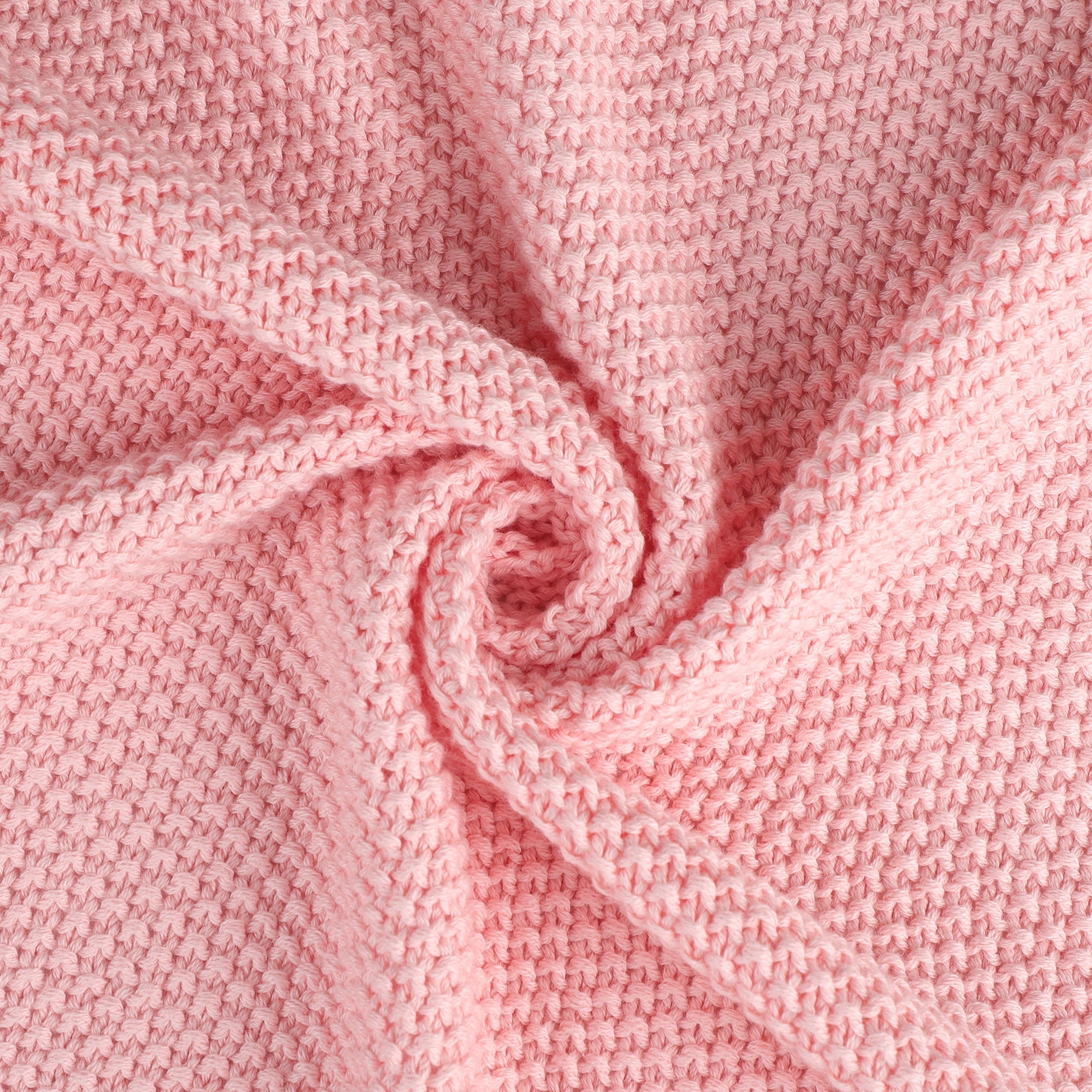 Lightweight Warm Pure Cotton Soft Cable Knit Throw Blanket Pink 50" x 70" - Cozy Fleece Throw Blanket for Couch & Bed Detail