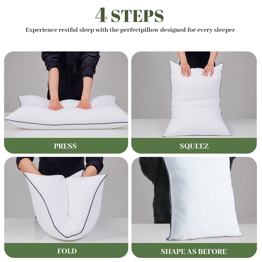 Hotel Collection Pillows Standard Size Set of 2, Hotel Quality, Down Alternative Gusseted Bed Pillows for Side, Back, And Stomach Slee... - Orthopedic Shredded Foam Bed Pillow Set Detail