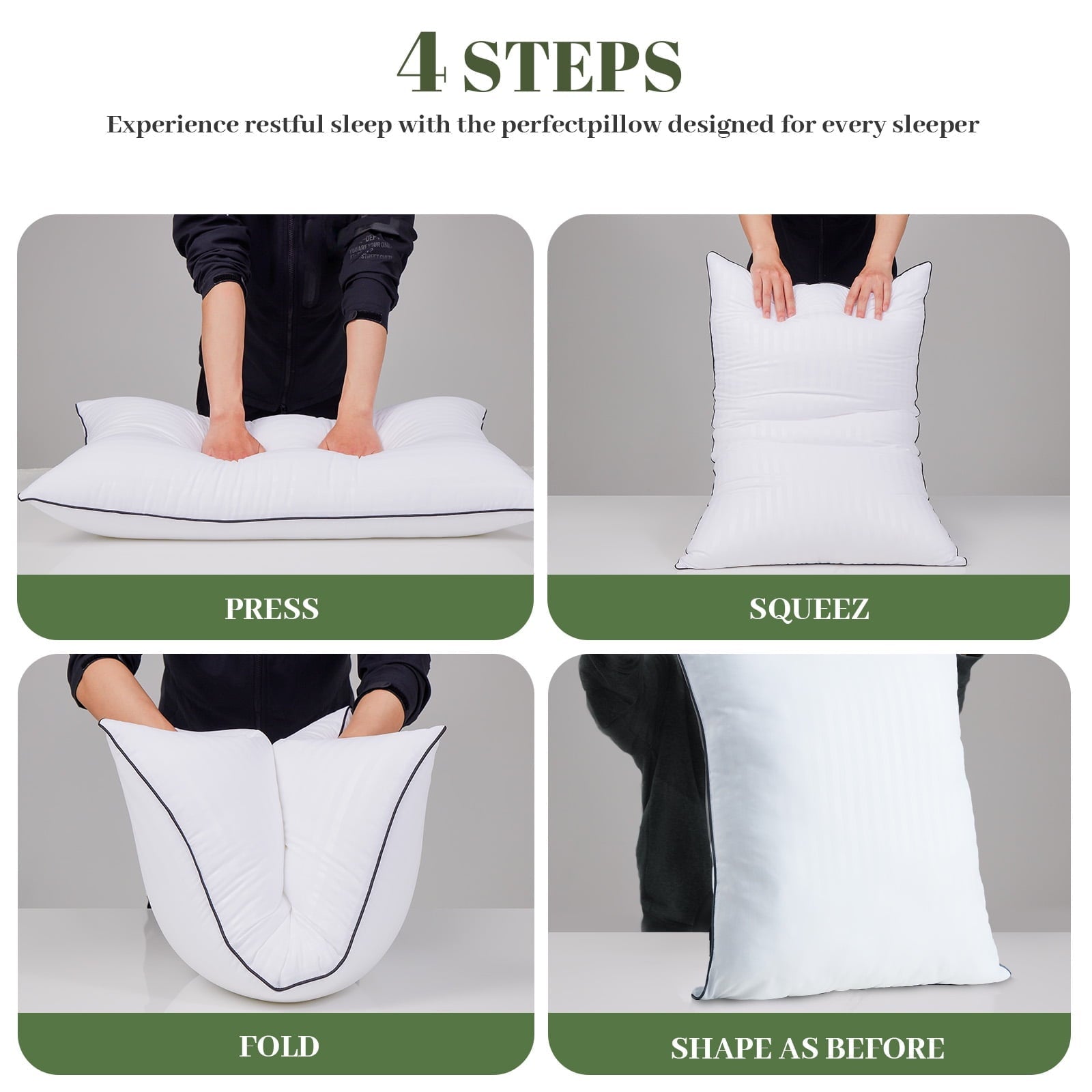 Hotel Collection Pillows Standard Size Set of 2, Hotel Quality, Down Alternative Gusseted Bed Pillows for Side, Back, And Stomach Slee... - Orthopedic Shredded Foam Bed Pillow Set Detail