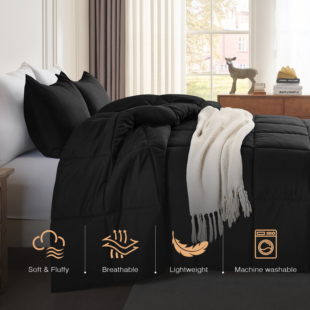 All-Season Queen Size Comforter Sets, 3 Piece Soft Quilted Bedding Sets, All-Season Down Alternative Comforter with 2 Pillow Sha... - All-Season Down Alternative Comforter Insert Detail