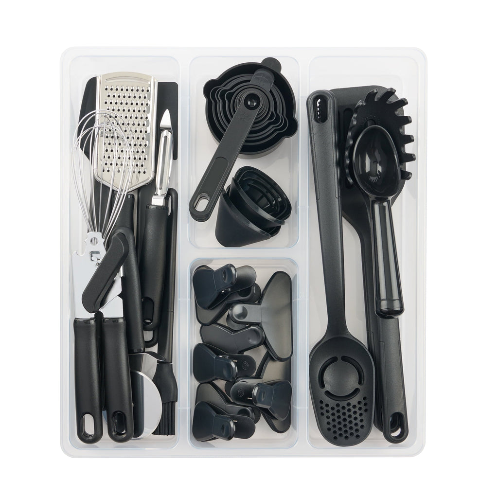 Professional Grade 36 Piece Kitchen Gadget Set with Kitchen Cooking Utensils, and Drawer Organizer, Black - Multi-Purpose Hand Tool for Daily Meal Prep Detail