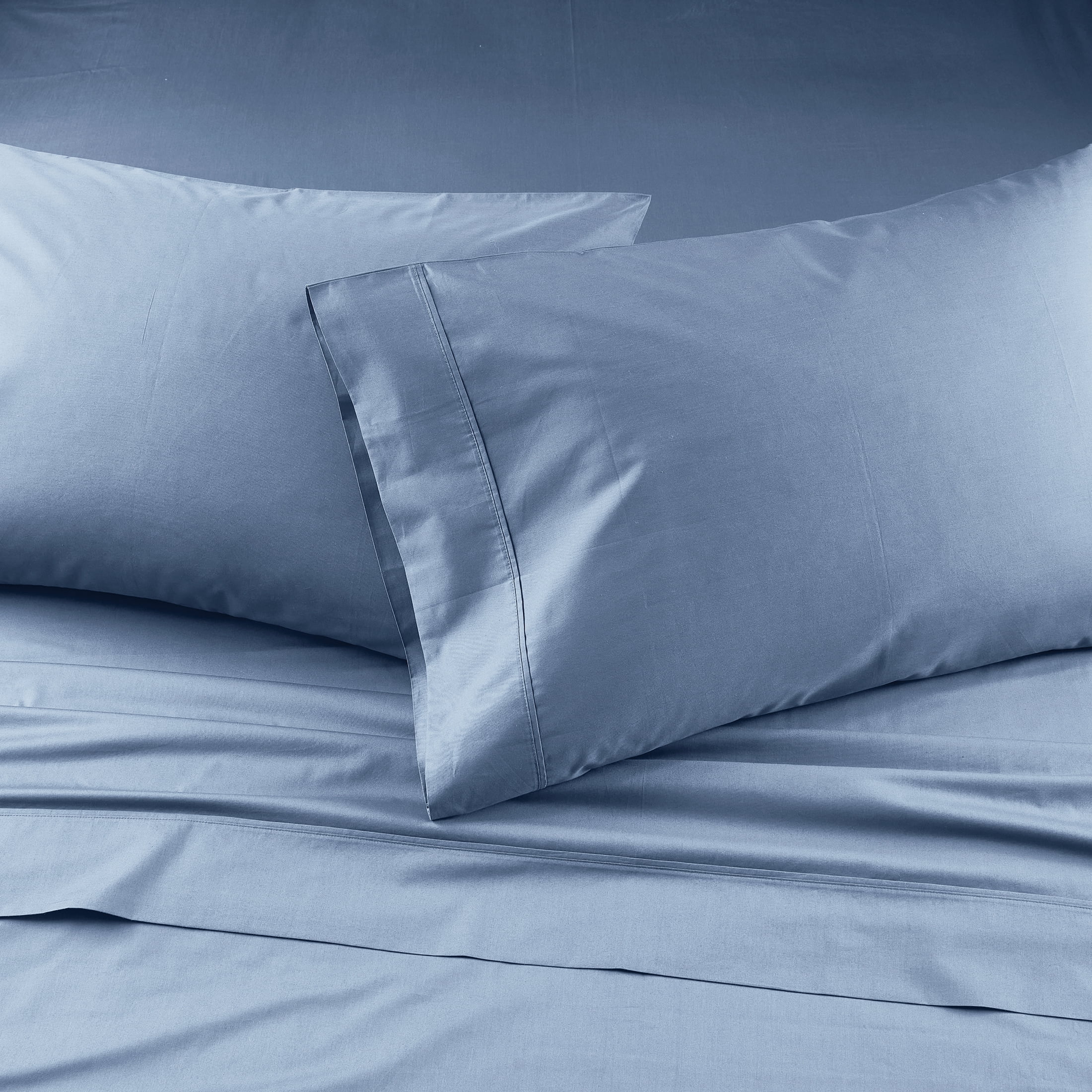 Wrinkle-Resistant Cool & Crisp 3-Piece 300 Thread Count Blue Water Cotton Percale Sheet Set, Twin - Cooling Hotel Quality Bedding Sheets and Pillowcases Detail