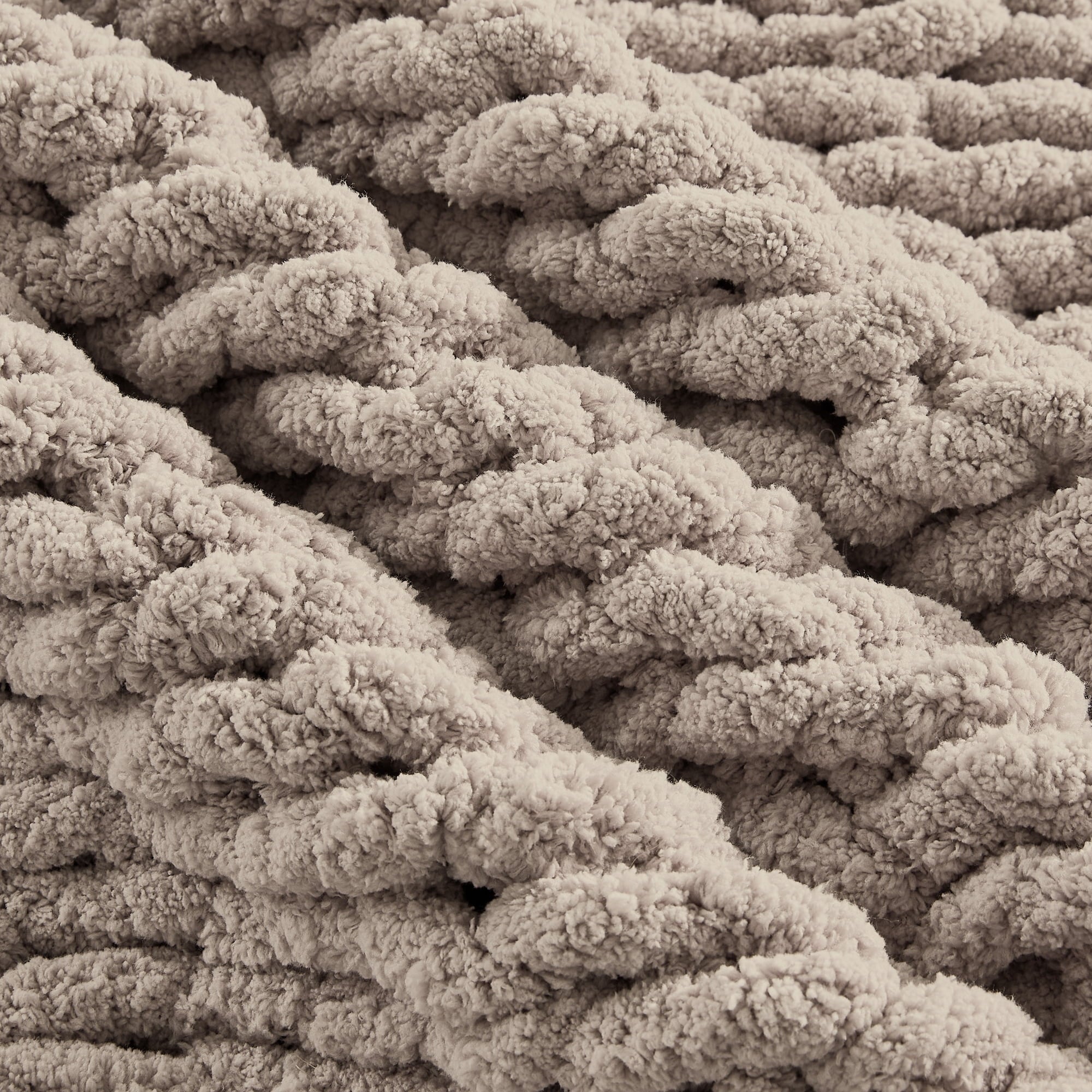 Lightweight Warm Chunky Knit Throw Blanket Handmade Soft Throws for Couch Sofa Bed, 50" x 60" Taupe - Luxury Knitted Decorative Throw Blanket with Fringes Detail