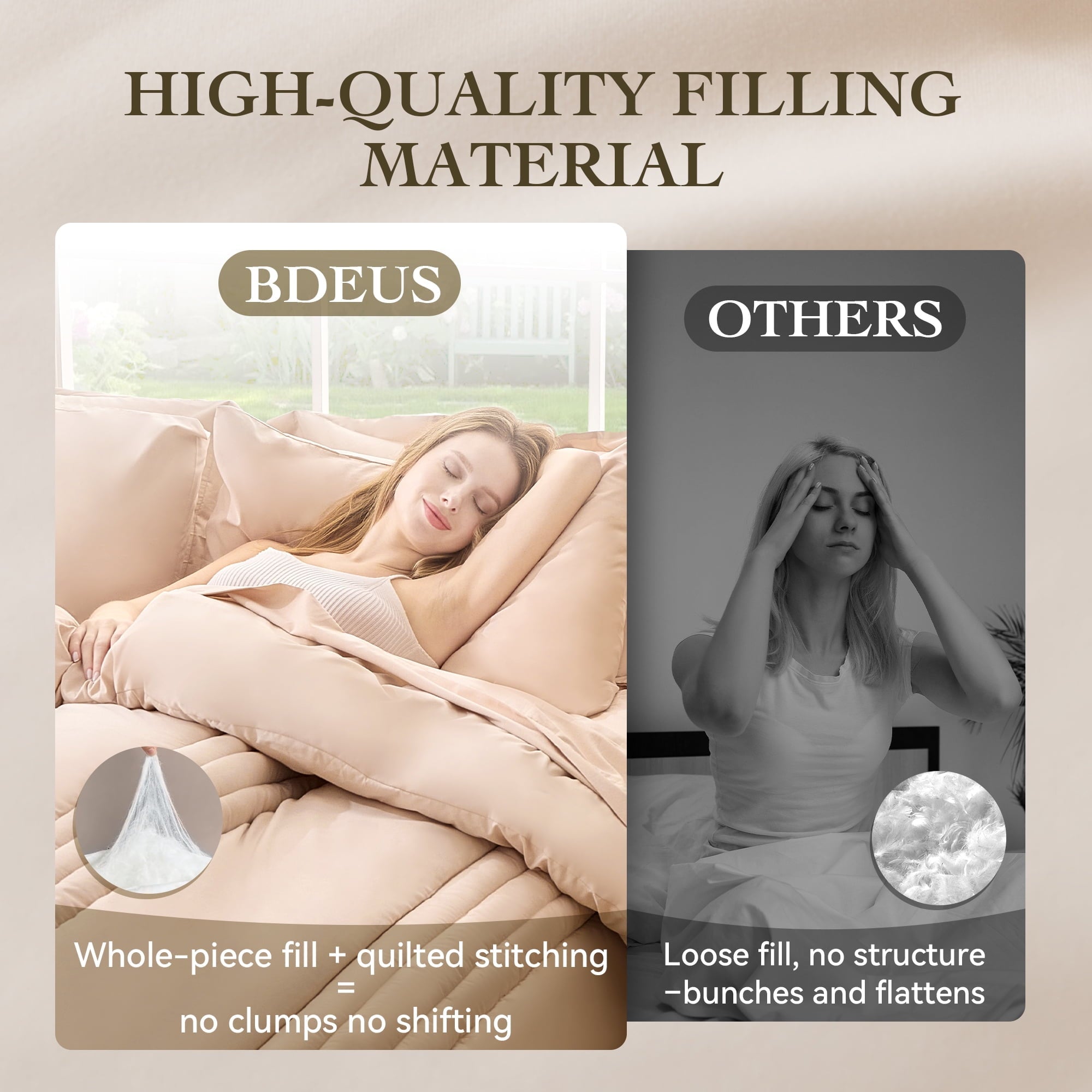 Hypoallergenic Cloud Twin Comforter Set 5 Pieces,Bed in a Bag, Bedding Set with Comforter,Fitted Sheet,Flat Sheet,Pillowcase, All Season - Luxurious Quilted Duvet Cover Set Detail