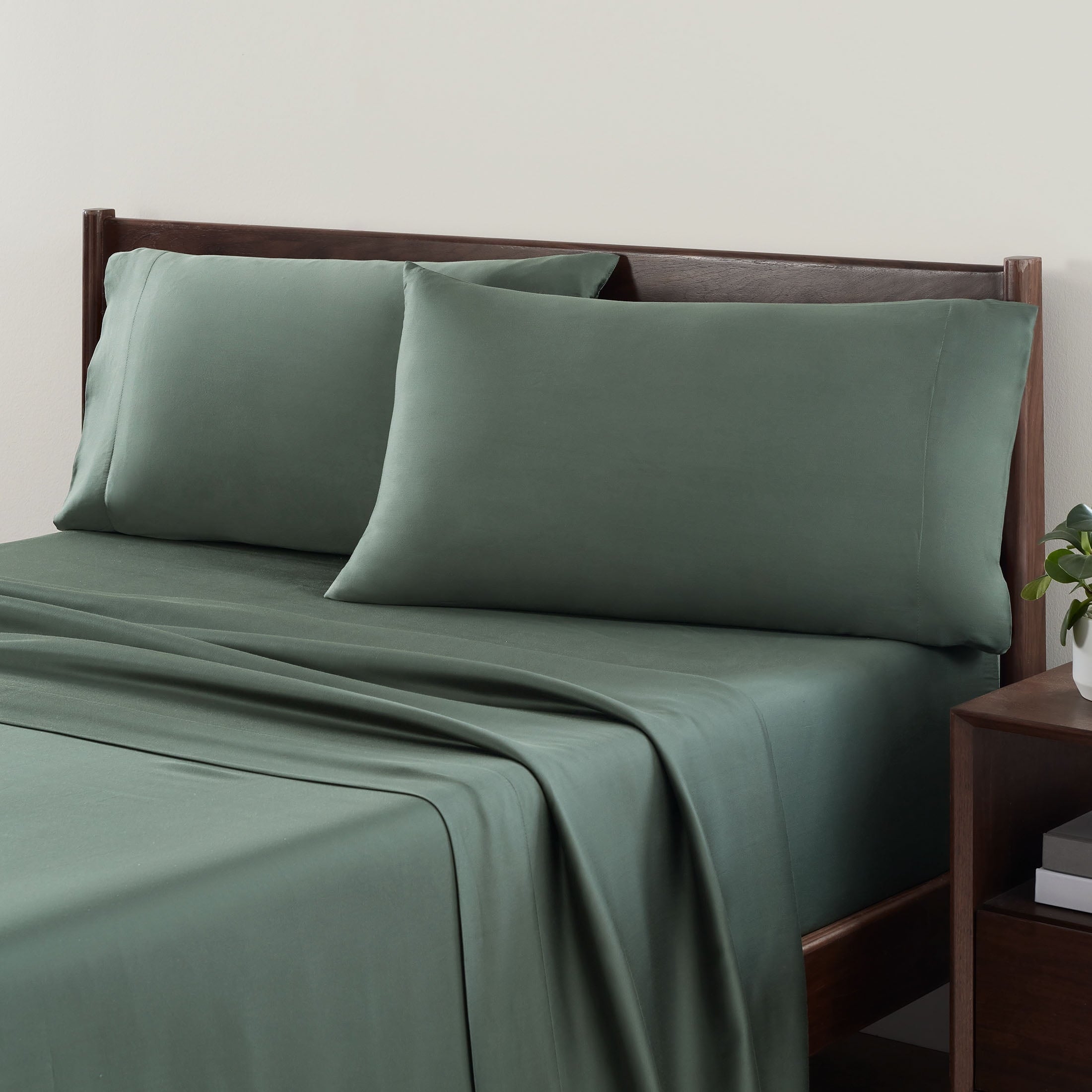 Cooling Sateen 4-Piece & Silky Serenity 100% Bed Sheets Set, Flagstone, Queen - Luxury Bed Sheet Set with Deep Pockets Detail