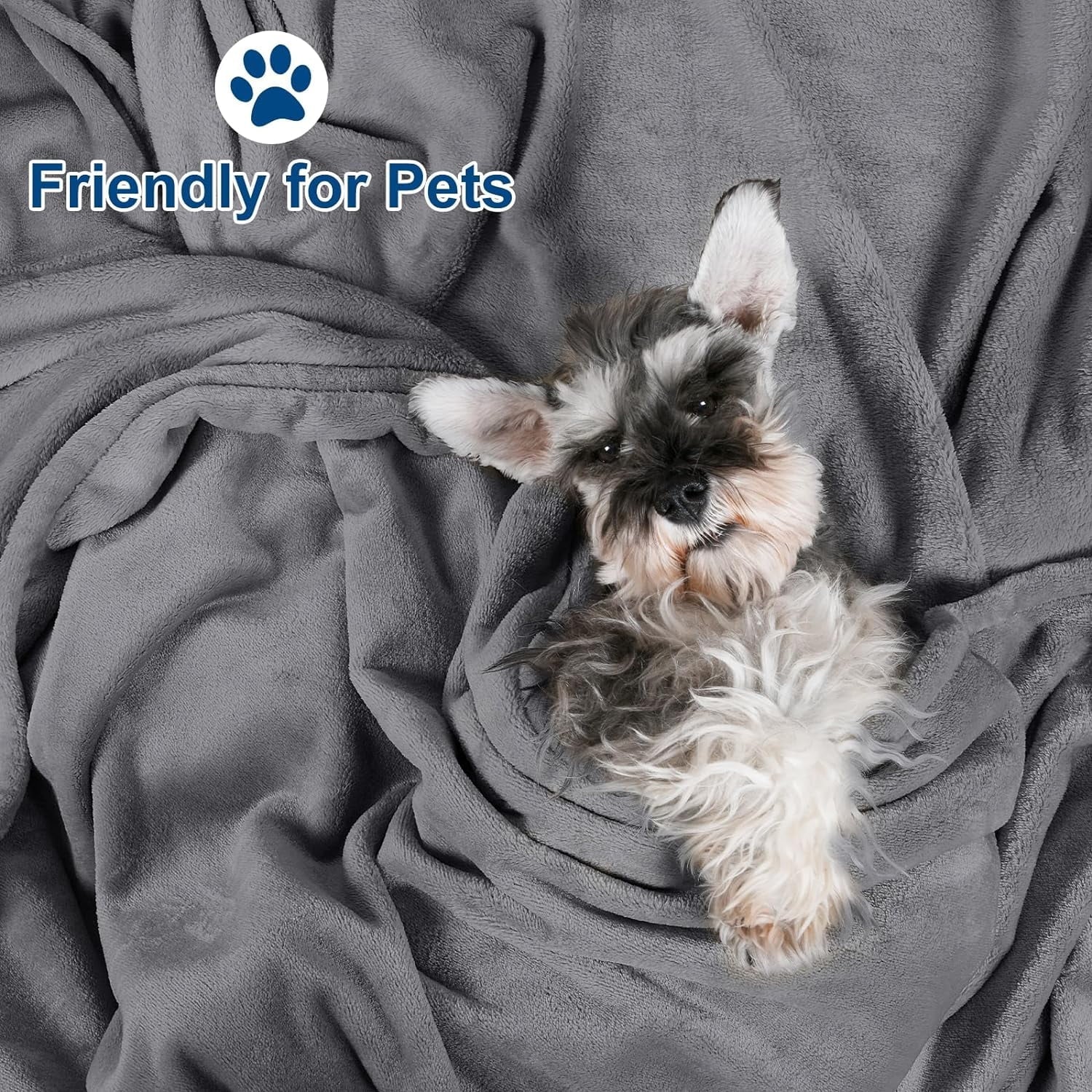 Super Soft Flannel Fleece Throw Blanket, Fuzzy Soft Lightweight Blankets for Bed, Sofa, Suitable for All Season, Grey, 50x60 inches - Lightweight Plush Warm Blanket for All Seasons Detail