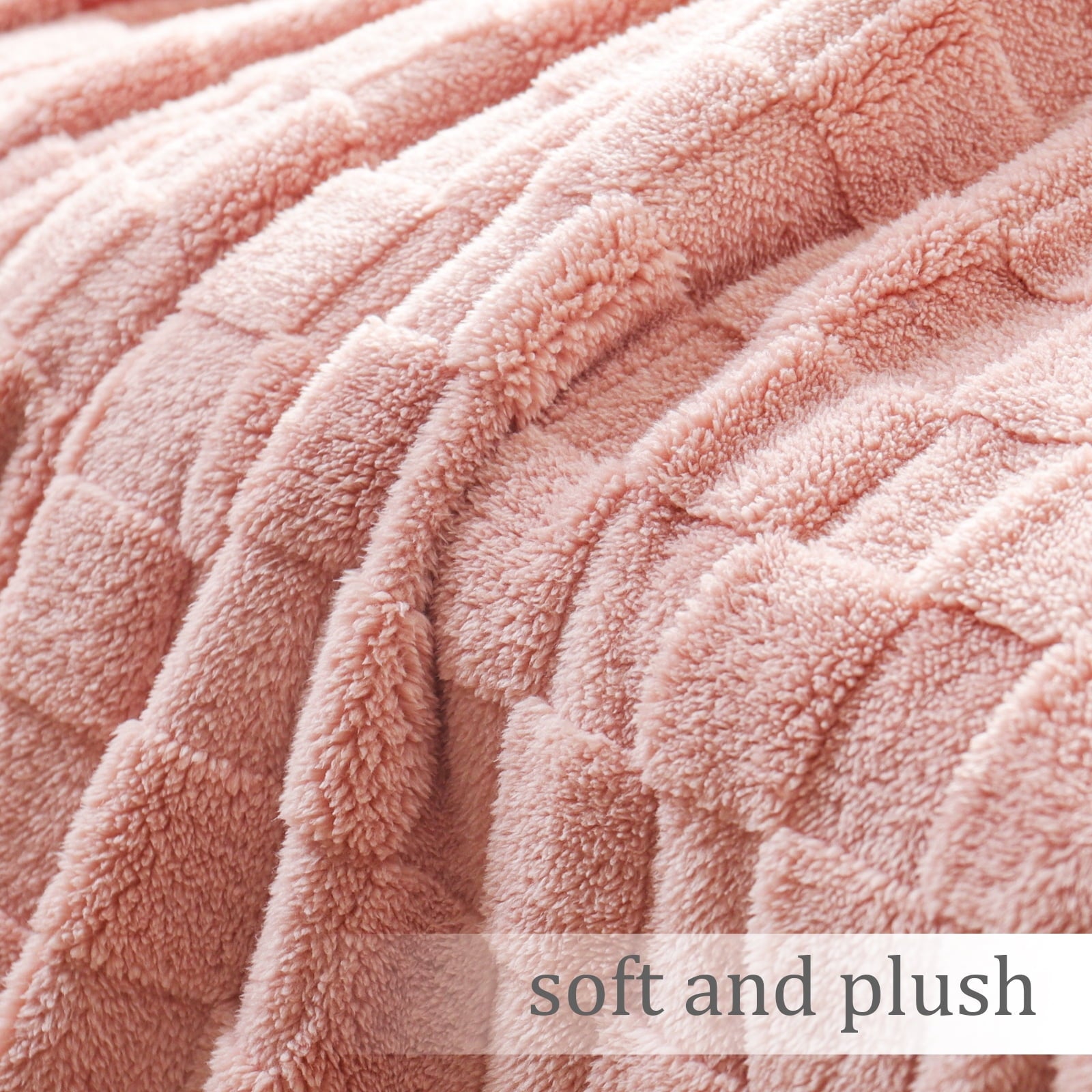 Lightweight Warm Fleece Throw Blanket for Couch, Super Soft Warm Lightweight Checkered Pattern Blanket for All Seasons, Pink, 50"x60" - Cozy Fleece Throw Blanket for Couch & Bed Detail