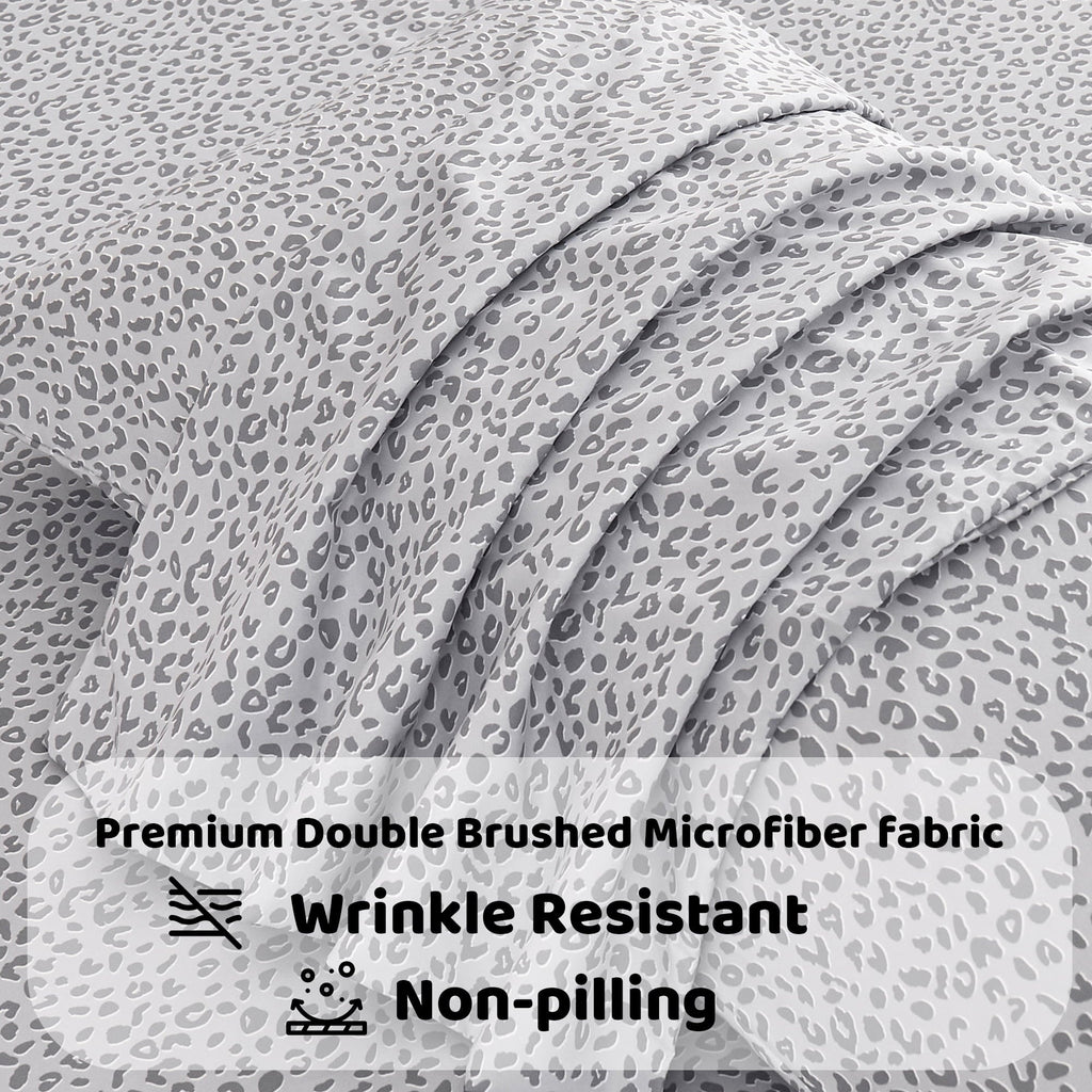 Breathable Luxury Floral King Sheets, Soft Breathable Microfiber Printed Bed Sheet Set, Deep Pocket Non-Slip Fitted Sheet Included - Breathable Egyptian Cotton Flat & Fitted Sheets Detail