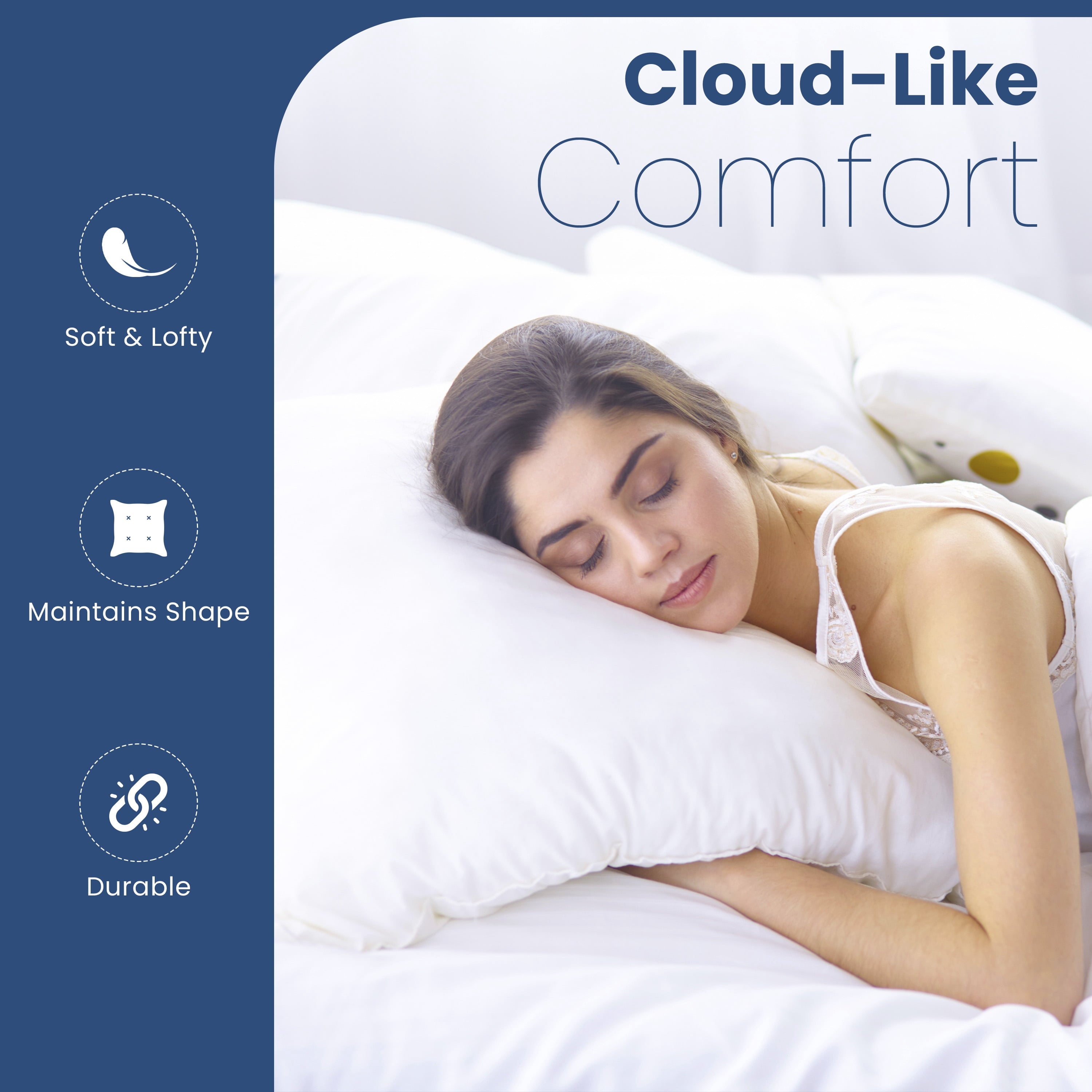 Ergonomic Memory Foam Down Alternative White Euro Pillow Insert 26x26 – Soft & Durable - Ergonomic Memory Foam Pillow for Neck Pain Support Detail