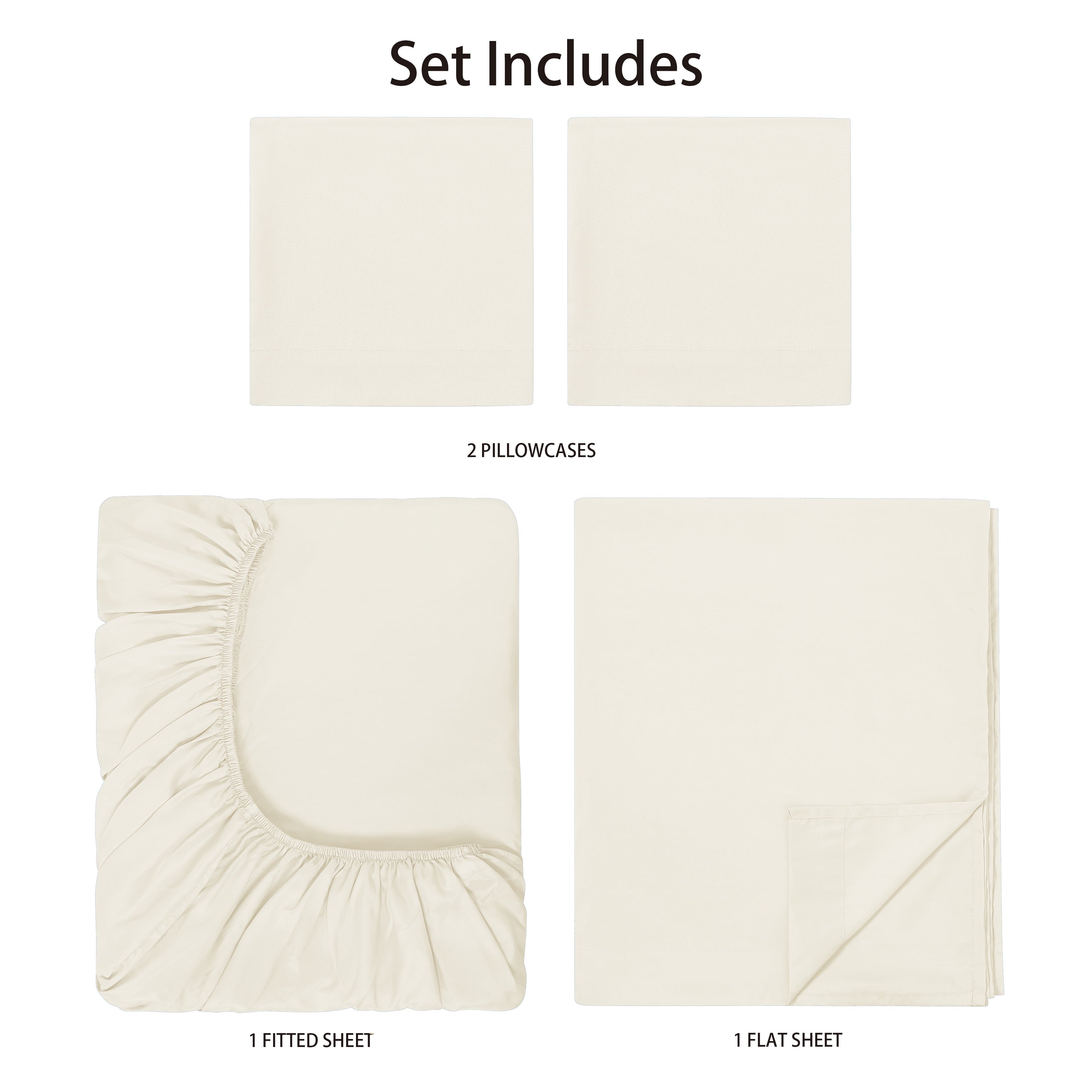 Premium Egyptian Cotton Basic Value Microfiber Bed Sheet Set, Vanilla Dream, Full, 4 Piece - Cooling Hotel Quality Bedding Sheets and Pillowcases Detail
