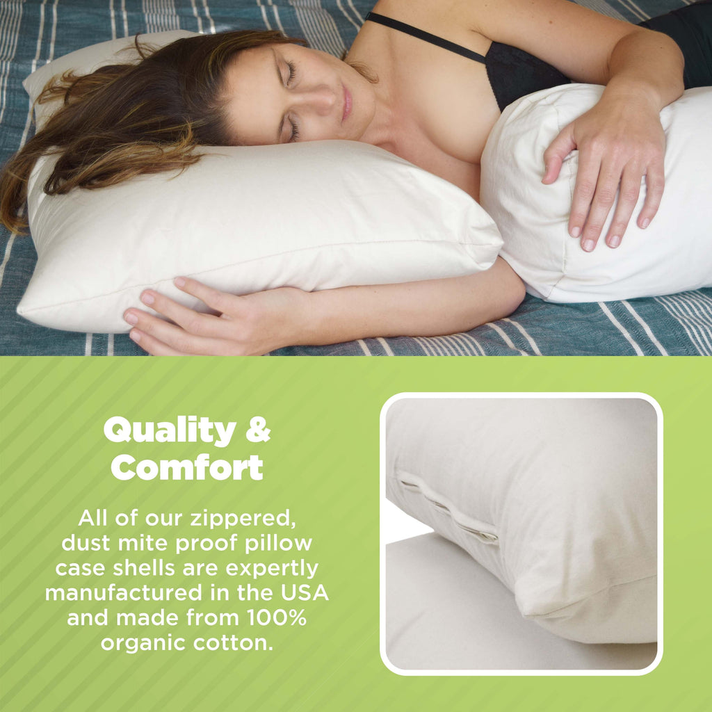 Orthopedic Support Kapok 20x26" Standard Bed Pillow – Organic Cotton Fabric Soft Sleeping Pillow - Made in USA - Orthopedic Shredded Foam Bed Pillow Set Detail
