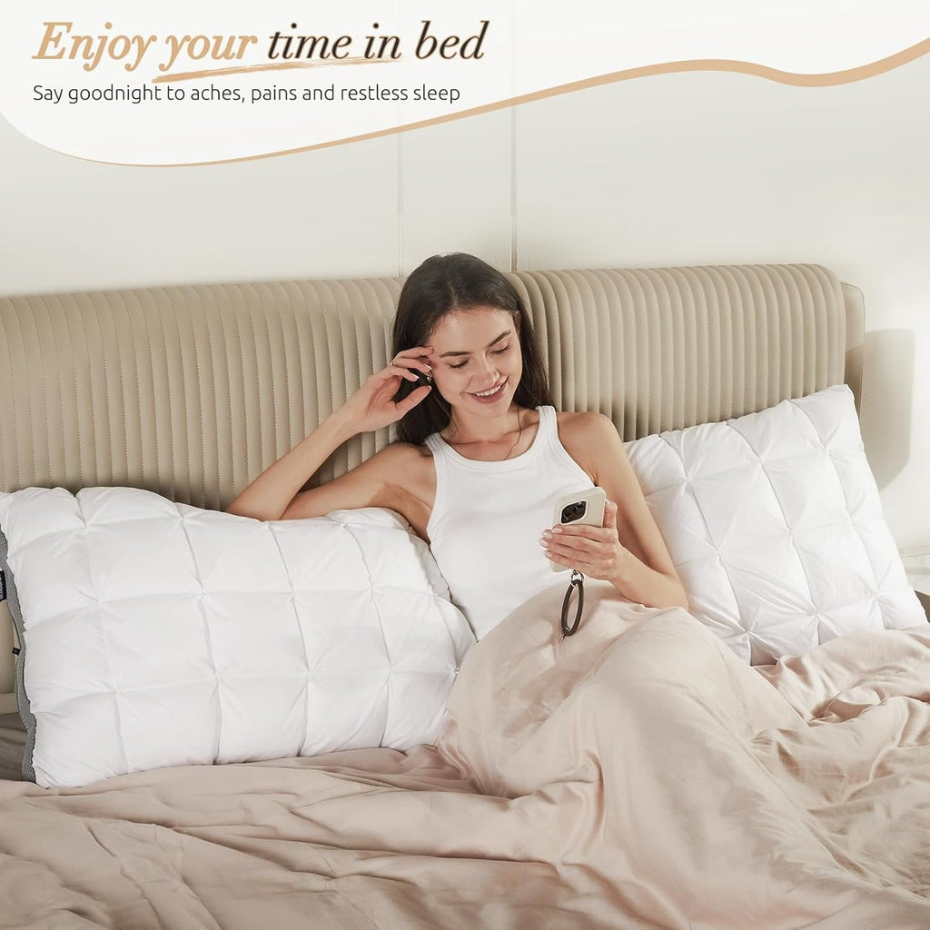 Hotel Collection Hotel Cervical Pillow for Sleeping – Ergonomic Contour Neck Support Bed Pillow, Fluffy and Supportive for Side, Back ... - Decorative Throw Pillow Cushion for Sofa & Bed Detail