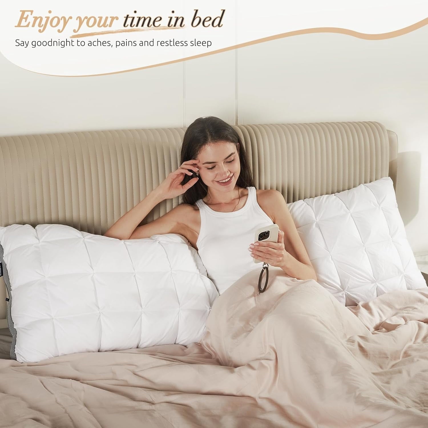 Hotel Collection Hotel Cervical Pillow for Sleeping – Ergonomic Contour Neck Support Bed Pillow, Fluffy and Supportive for Side, Back ... - Decorative Throw Pillow Cushion for Sofa & Bed Detail