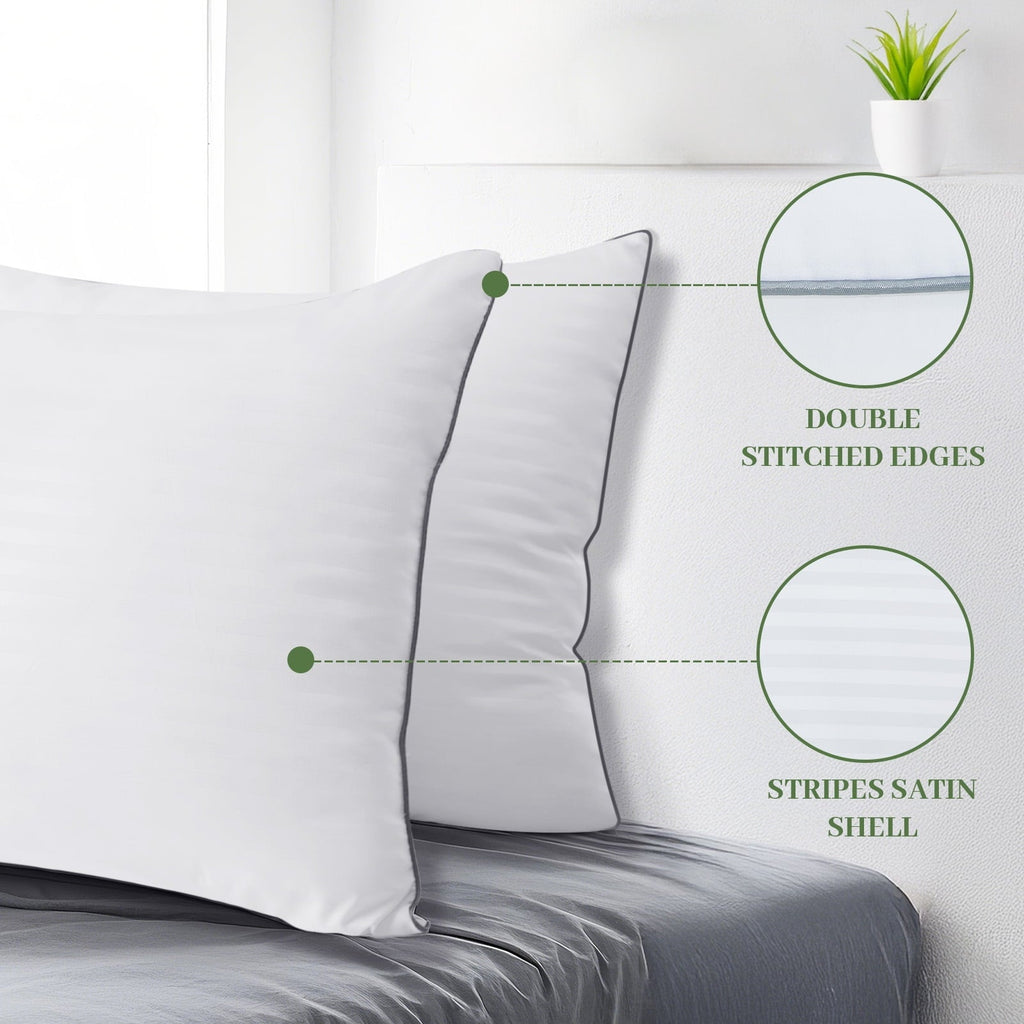 Hotel Collection Pillows Standard Size Set of 2, Hotel Quality, Down Alternative Gusseted Bed Pillows for Side, Back, And Stomach Slee... - Orthopedic Shredded Foam Bed Pillow Set Detail