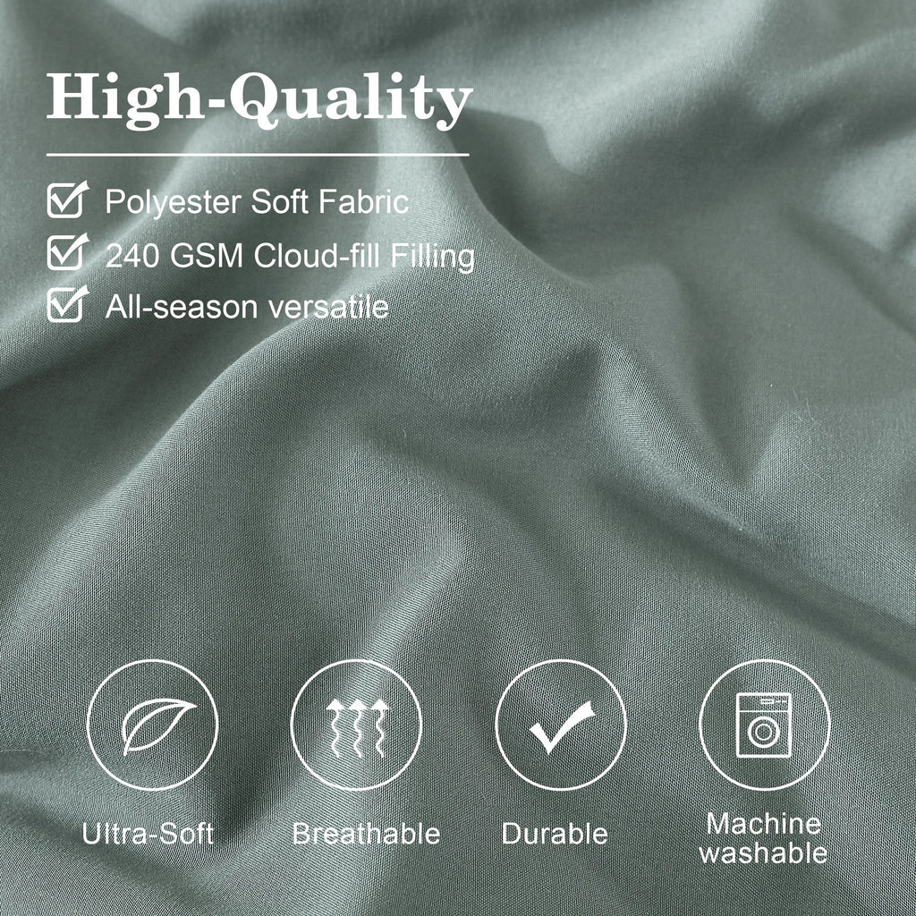 Luxurious Quilted 7-piece Bed in a Bag Comforter Set with Sheets,Sage Green,Full - Hypoallergenic Ultra-Fluffy Quilt for Winter Detail