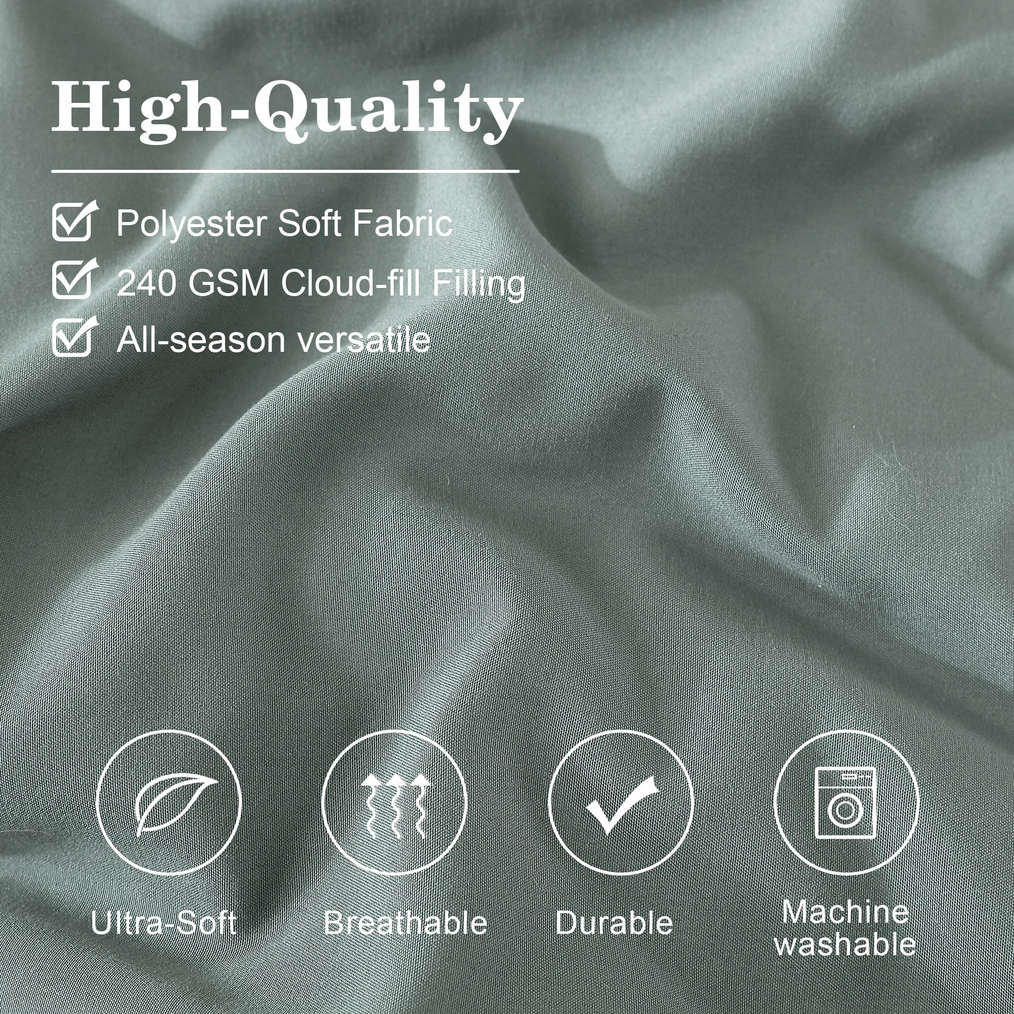 Luxurious Quilted 7-piece Bed in a Bag Comforter Set with Sheets,Sage Green,Full - Hypoallergenic Ultra-Fluffy Quilt for Winter Detail
