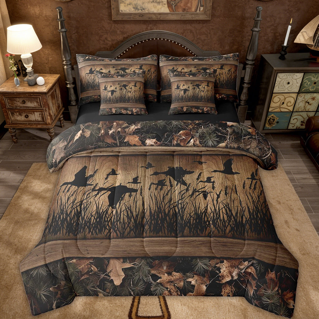 Hypoallergenic Cloud 7 Piece Camo Mallard Duck Comforter Set With Sheets Men Rustic Farmhouse Cabin Bed In A Bag Full,Hunting Woodland Duc... - Luxurious Quilted Duvet Cover Set - Default Title