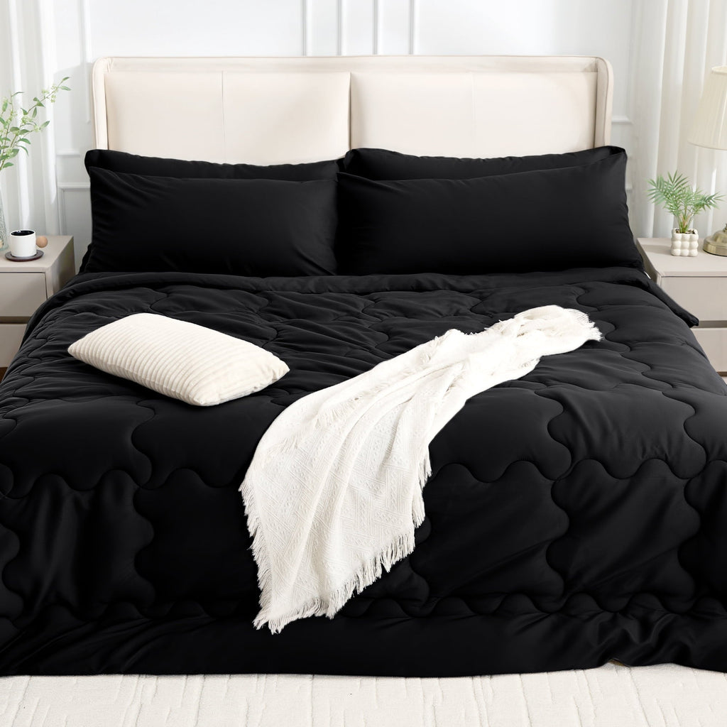 All-Season 7 Pieces Comforter Set Full，Bed in A bag，All Seasons Bedding sets with Comforter,Fitted Sheet,Flat Sheet,Pillowcases ... - Cloud-Like Soft Lightweight Bed Comforter Detail