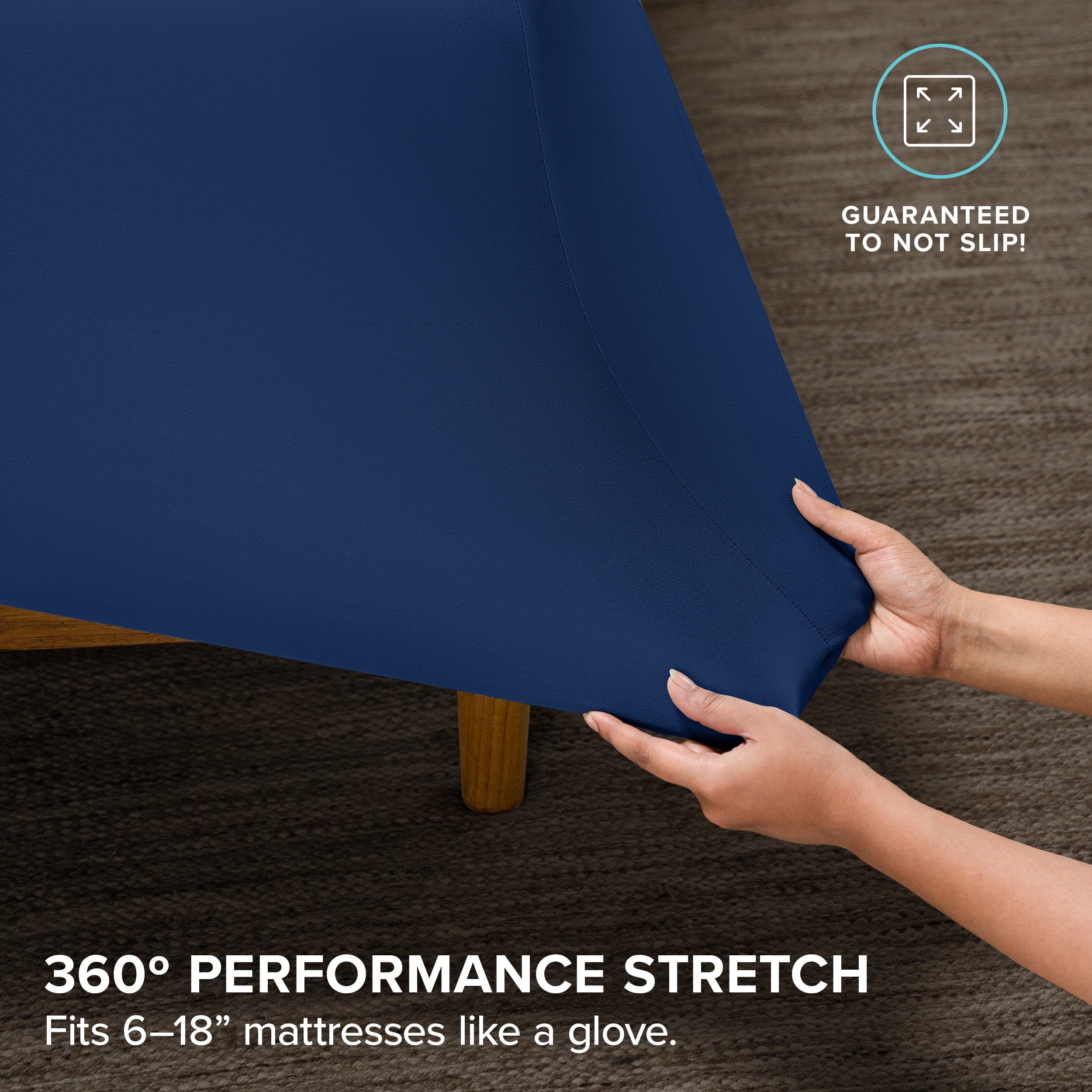 Premium Egyptian Cotton Cooling Performance Jersey Knit Stretch Sheet Set, Moisture-Wicking & Breathable, 4-Way Stretch Bed Sheets, Envelope ... - Breathable Egyptian Cotton Flat & Fitted Sheets Detail