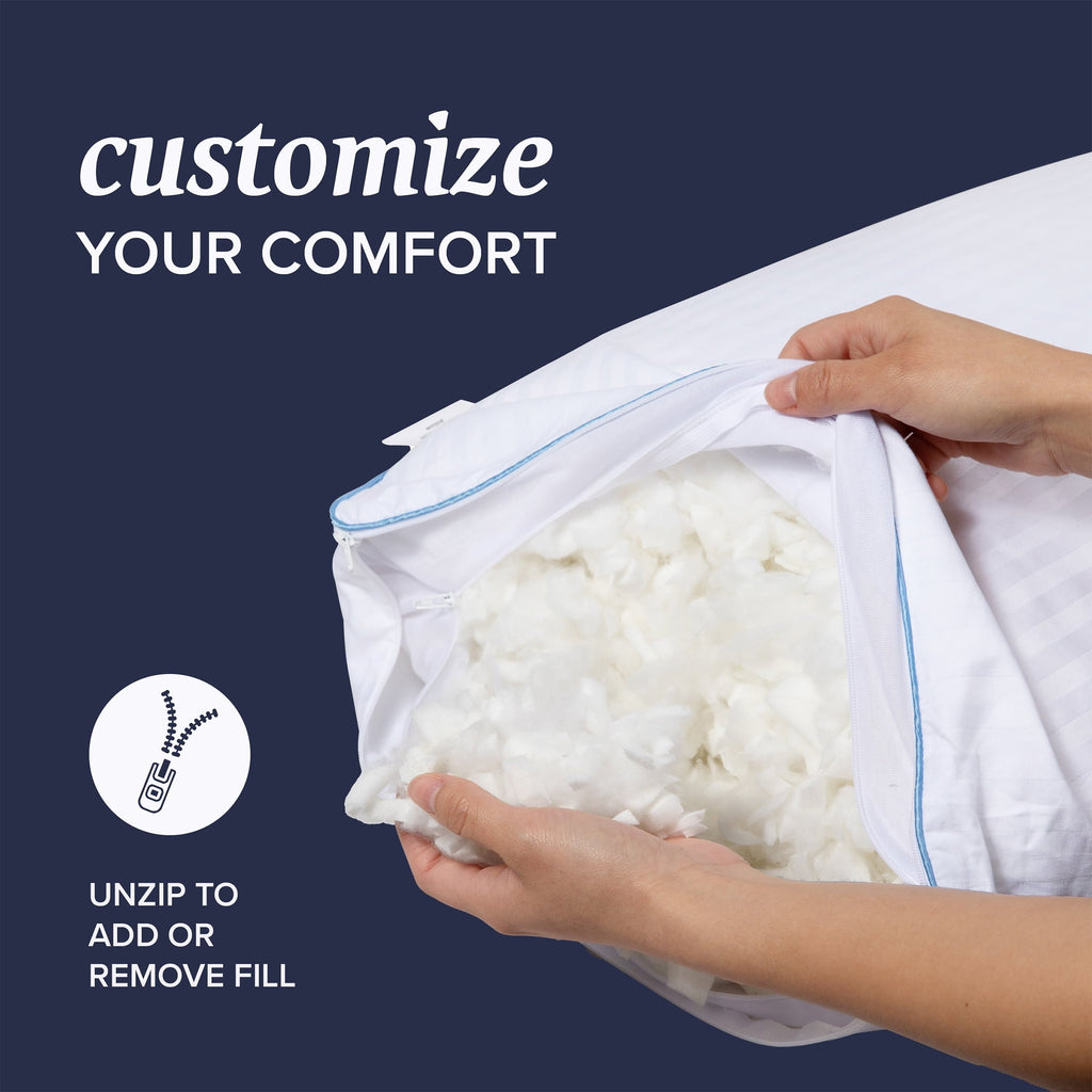 Fluffy Shredded Customizable Memory Foam Queen Pillow 1Pack, Adult - Ergonomic Memory Foam Pillow for Neck Pain Support Detail