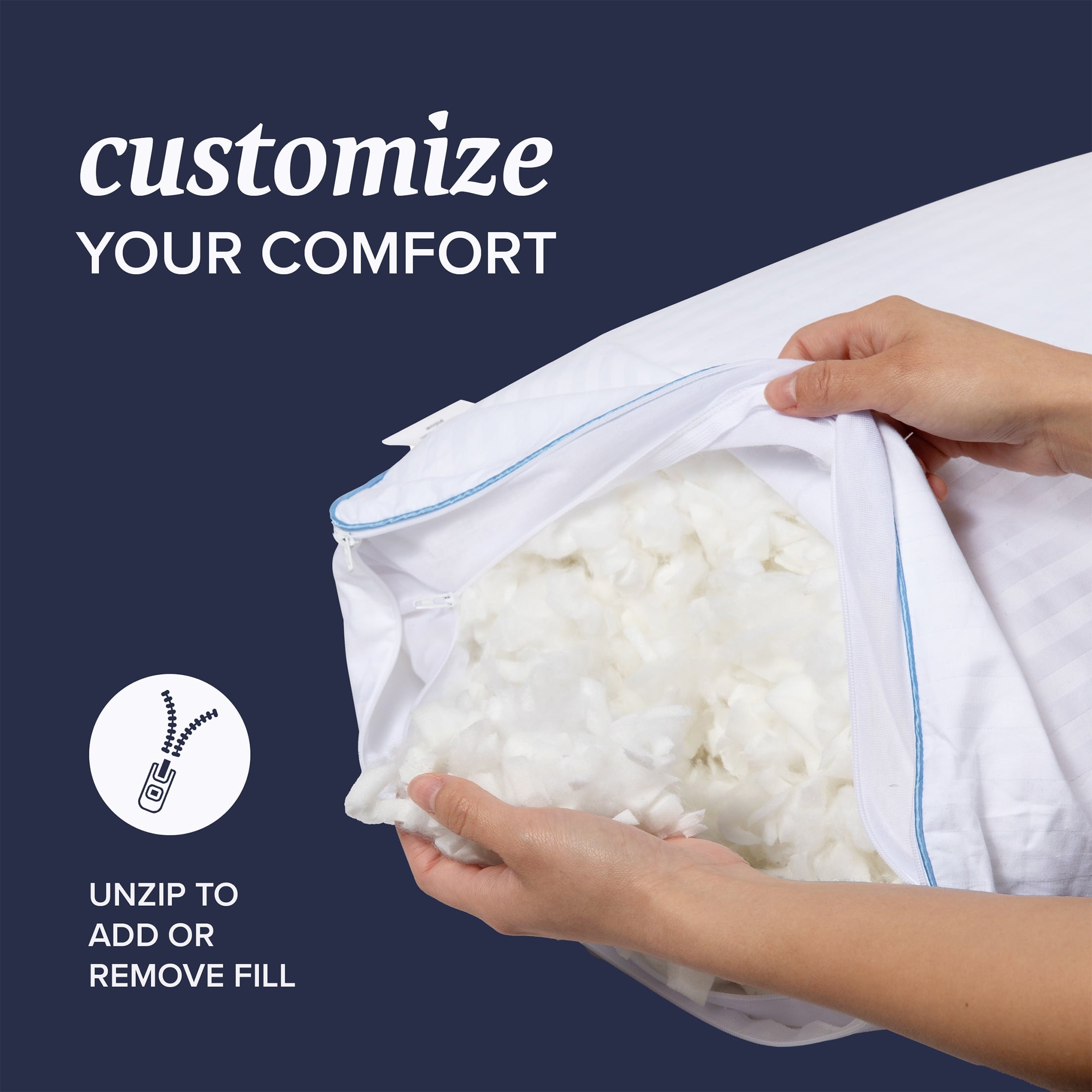 Fluffy Shredded Customizable Memory Foam Queen Pillow 1Pack, Adult - Ergonomic Memory Foam Pillow for Neck Pain Support Detail