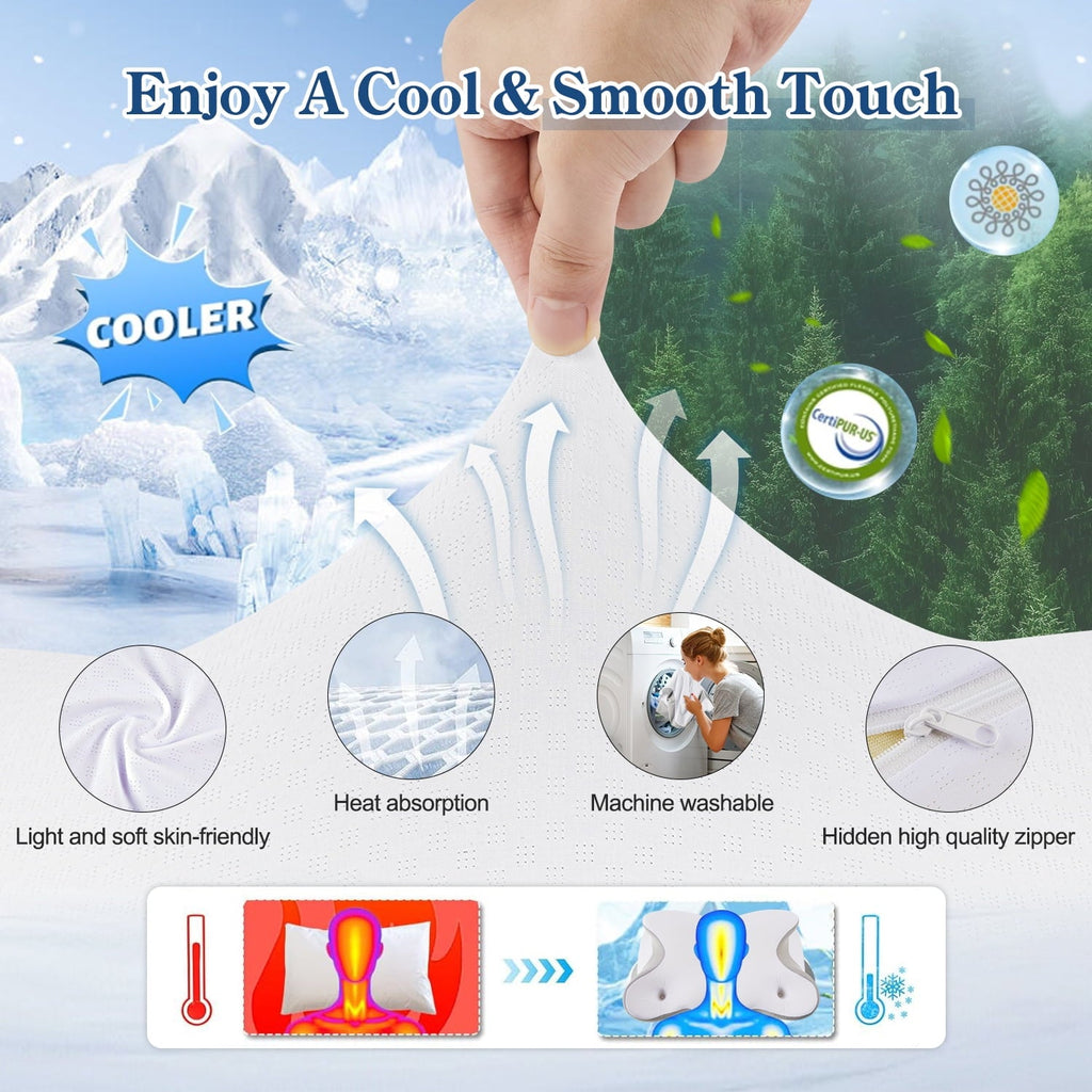 Orthopedic Support Cervical Pillow for Neck and Shoulder, Ergonomic Side Sleeper Pillow for Neck Support, Contour Memory Foam Pillows fo... - Ergonomic Memory Foam Pillow for Neck Pain Support Detail