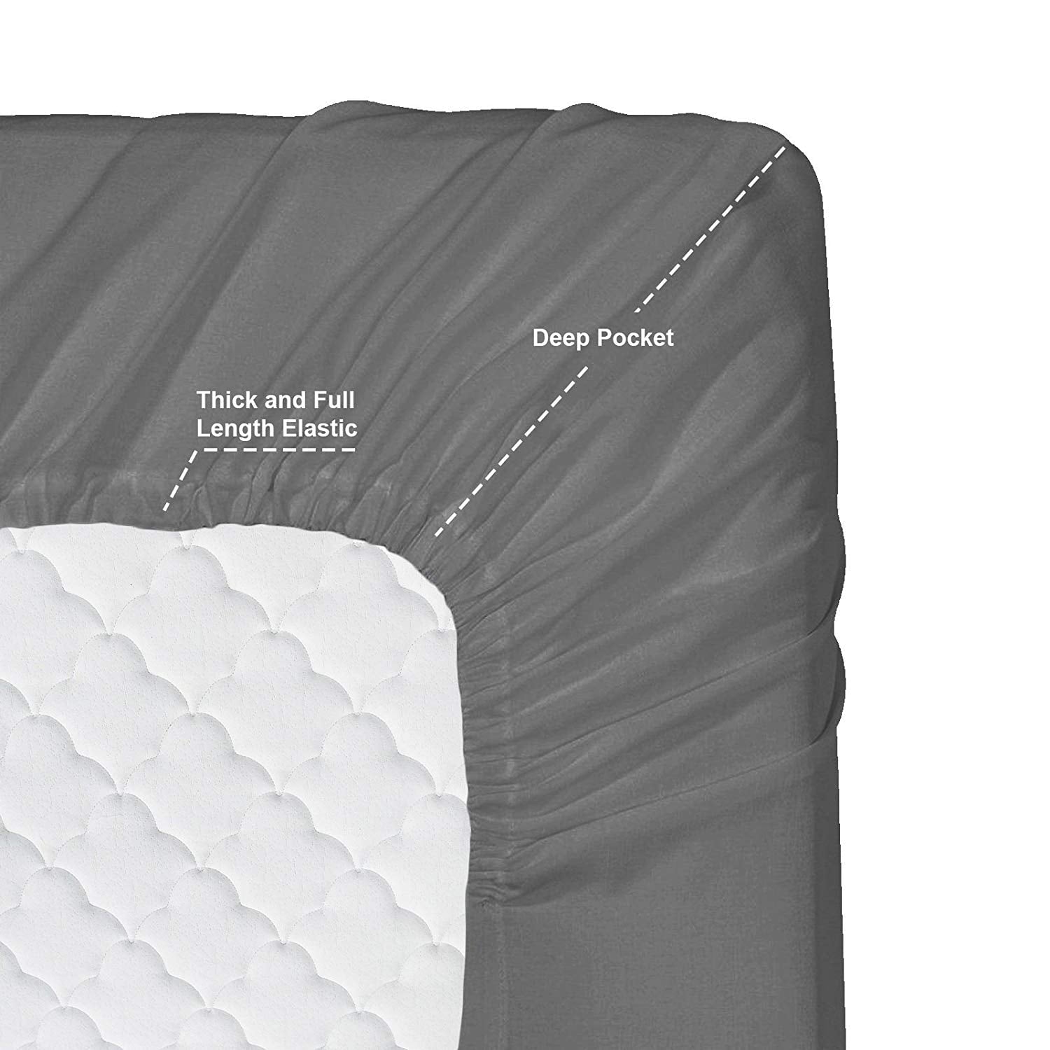 Premium Egyptian Cotton 6 Piece 1800 Collection Bed Sheet Set with Extra Pillowcases, Deep Pockets Fitted Sheet, 100% Soft Microfiber, Hypoal... - Luxury Bed Sheet Set with Deep Pockets Detail