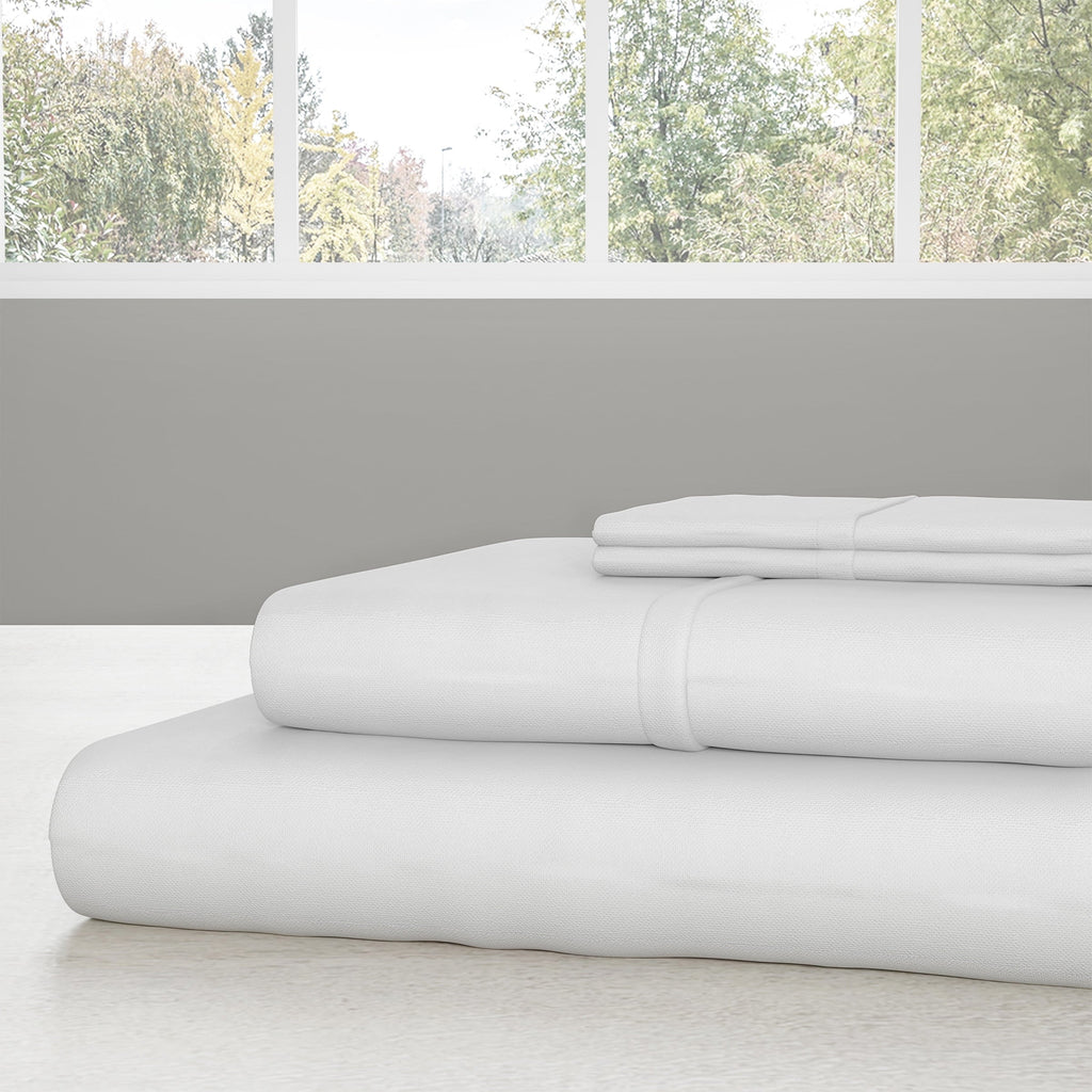 Premium Egyptian Cotton Set- 3 Piece Bed Linens-Fitted & Flat s, Plus A Pillowcase-Wrinkle, Stain & Fade Resistant (Twin, White) - Breathable Egyptian Cotton Flat & Fitted Sheets Detail