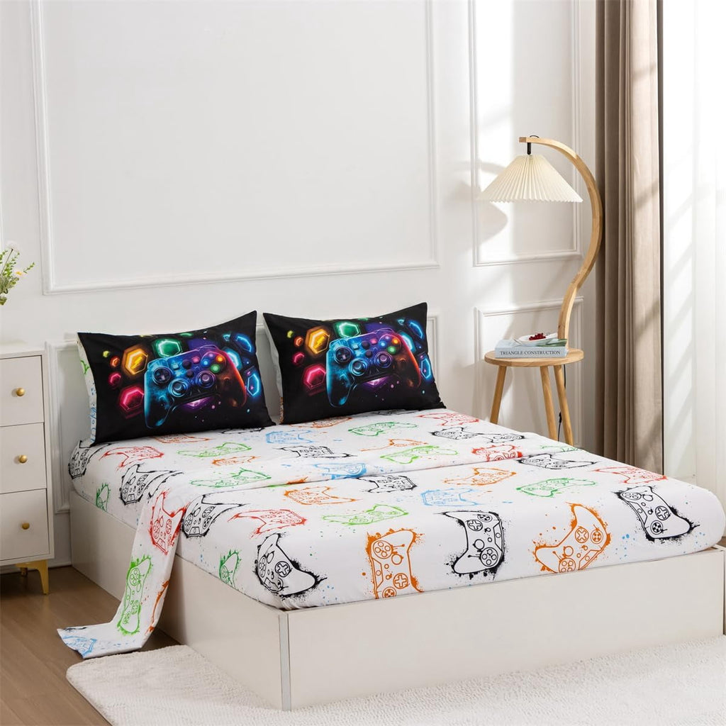 Luxurious Quilted Game Console Comforter Set for Boys Girls Kids Space Universe Gaming Geometric Lightweight Microfiber Gamer Bedding S... - Luxurious Quilted Duvet Cover Set Detail