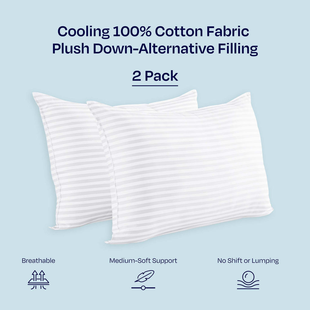 Decorative Plump 2-Pack Comfort Bed Pillows Standard size set of 2 for Sleeping, Pillows, for Back, Stomach or Side Sleepers, 20 x 26 ... - Ergonomic Memory Foam Pillow for Neck Pain Support Detail