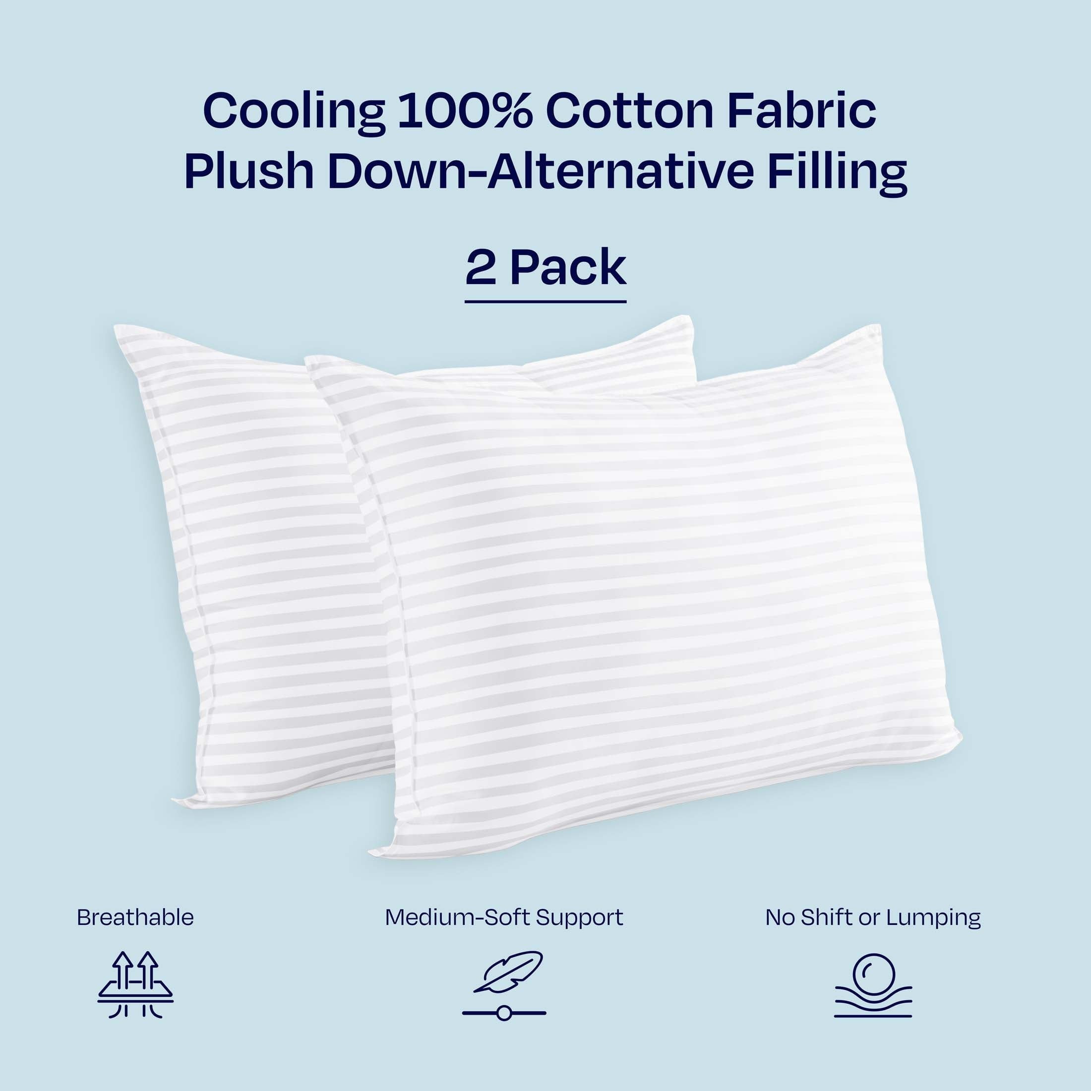 Decorative Plump 2-Pack Comfort Bed Pillows Standard size set of 2 for Sleeping, Pillows, for Back, Stomach or Side Sleepers, 20 x 26 ... - Ergonomic Memory Foam Pillow for Neck Pain Support Detail