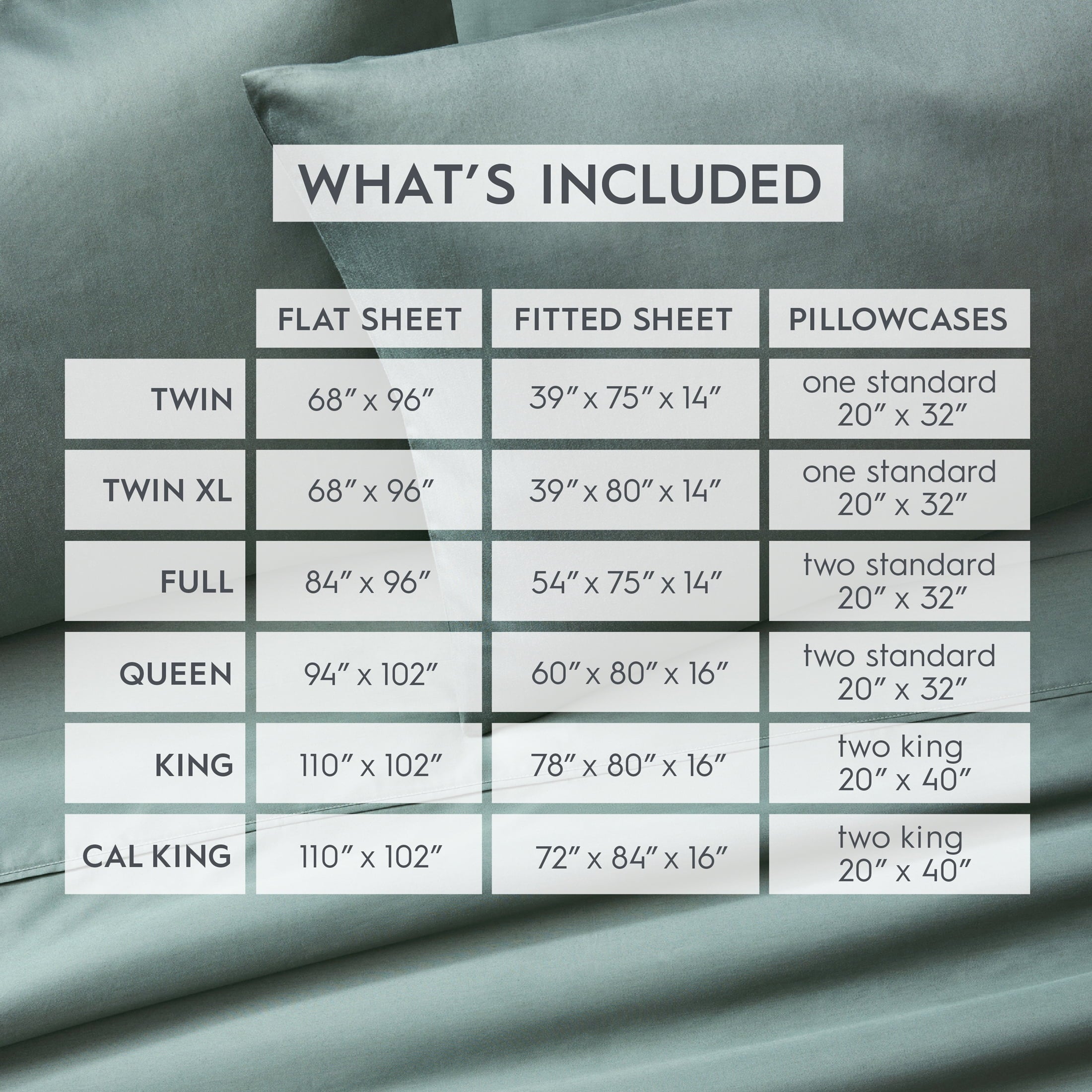 Ultra-Soft 4-Piece 300 Thread Count Green Ash Cotton Sateen Bed Sheet Set, Cali King - Cooling Hotel Quality Bedding Sheets and Pillowcases Detail